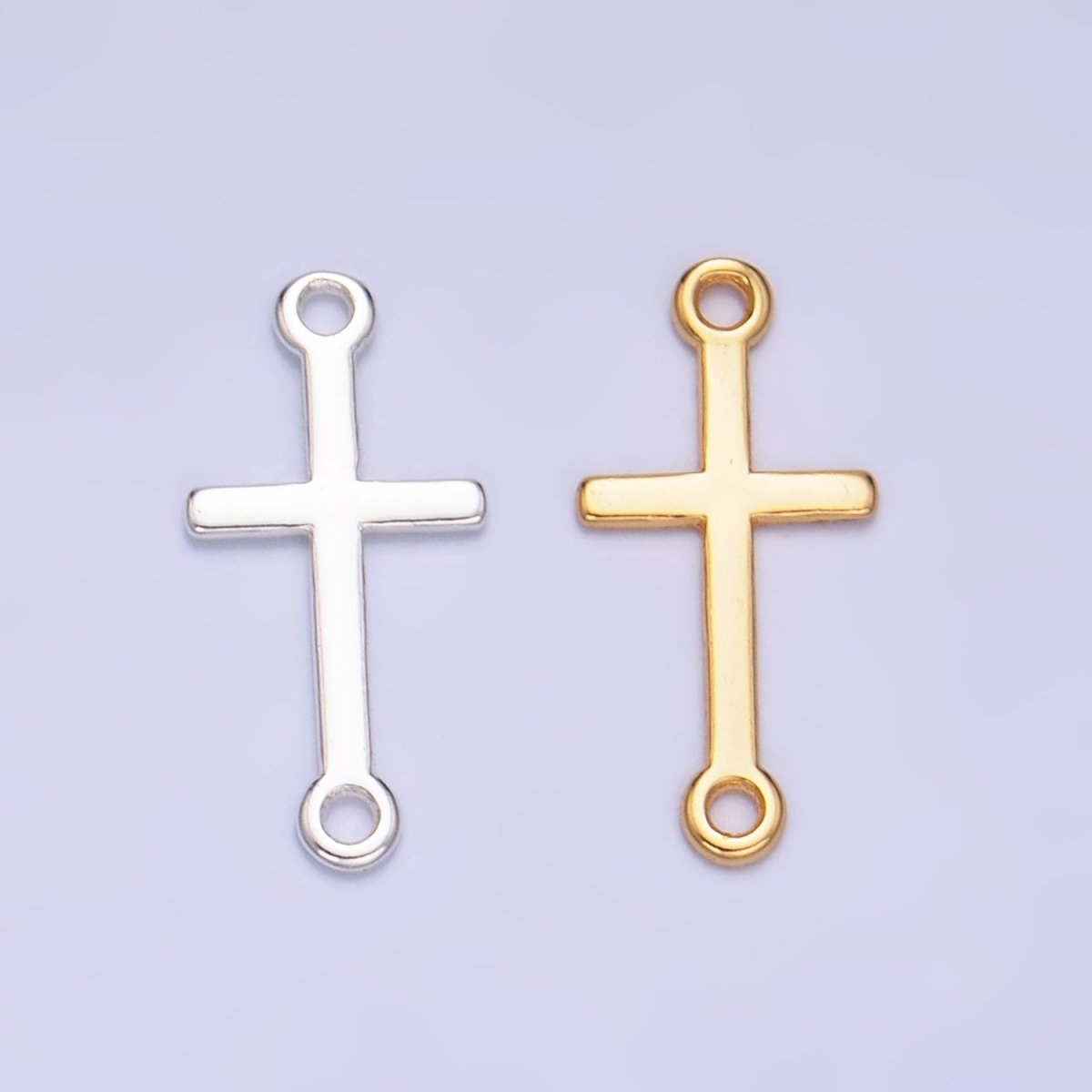 S925 Sterling Silver Sideway Cross Minimalist Connector in Gold & Silver | SL-589