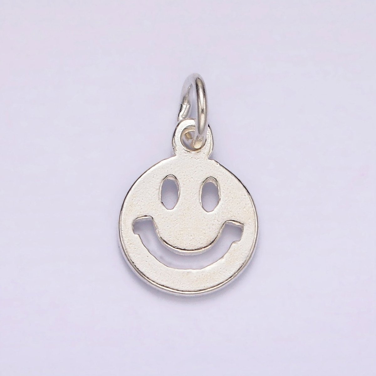S925 Sterling Silver Smiley Face Open Round Charm | SL-418 - DLUXCA