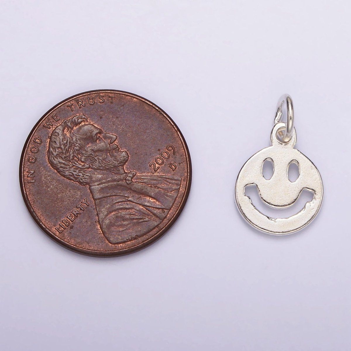 S925 Sterling Silver Smiley Face Open Round Charm | SL-418 - DLUXCA