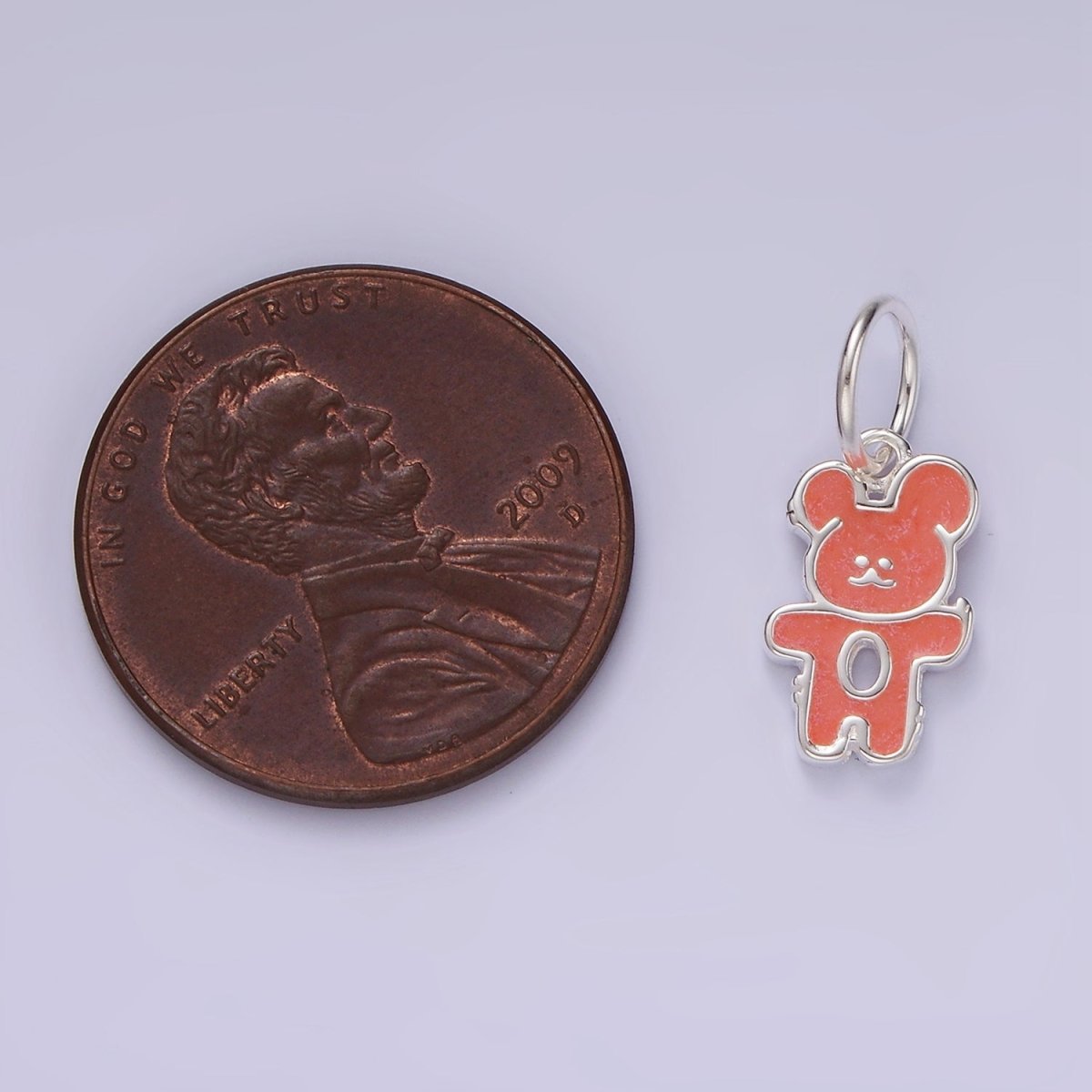 S925 Sterling Silver Teddy Bear Animal Red Enamel Open Charm | SL-428 - DLUXCA