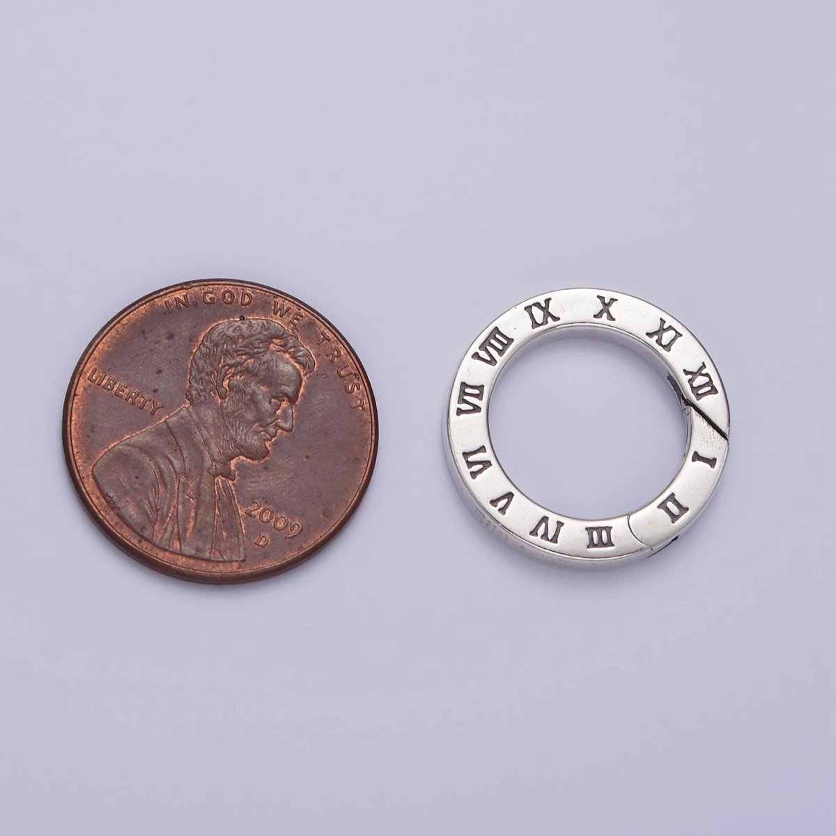 S925 Sterling Silver Time Clock Engraved Push Round Spring Gate Jewelry Supply | SL-369. - DLUXCA