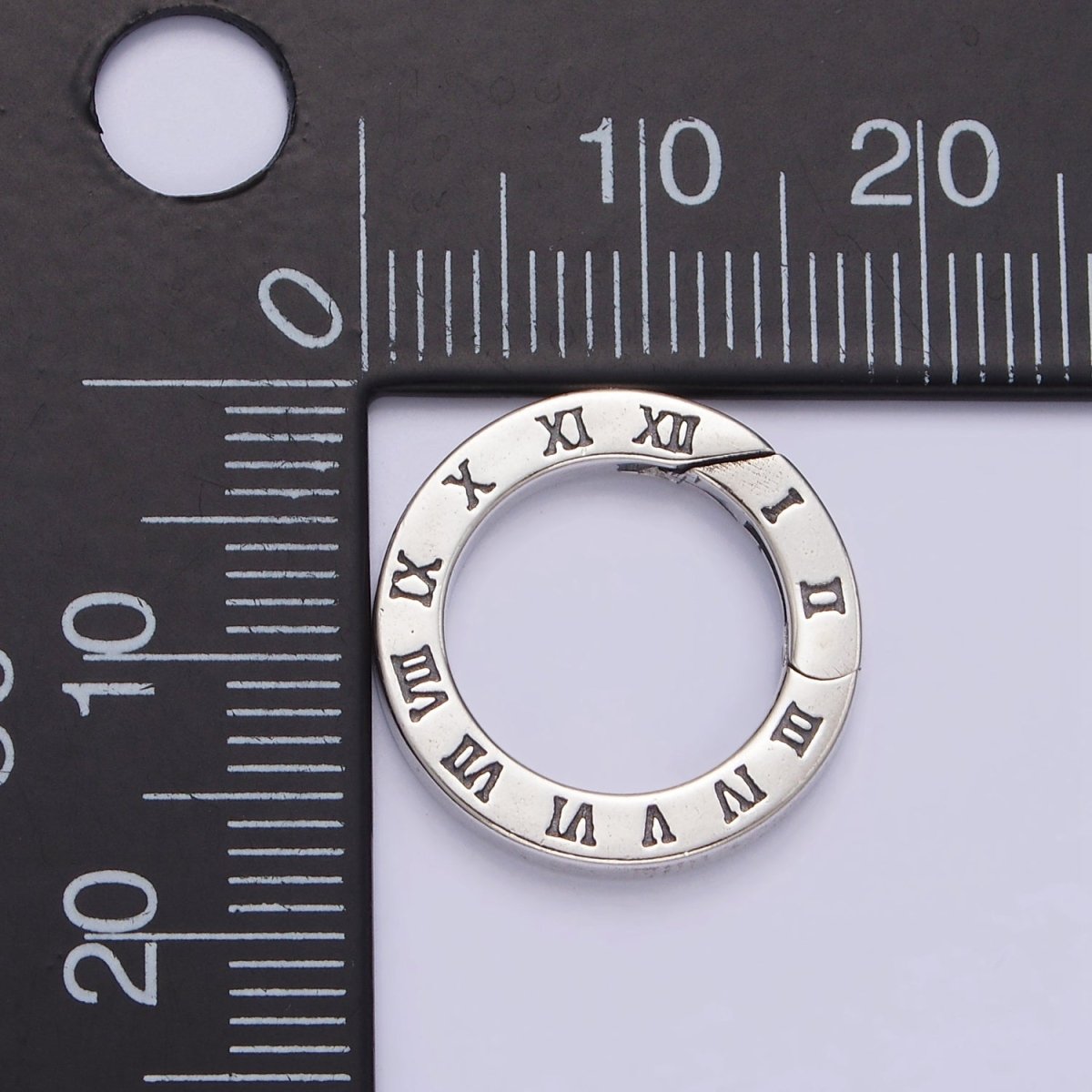 S925 Sterling Silver Time Clock Engraved Push Round Spring Gate Jewelry Supply | SL-369. - DLUXCA