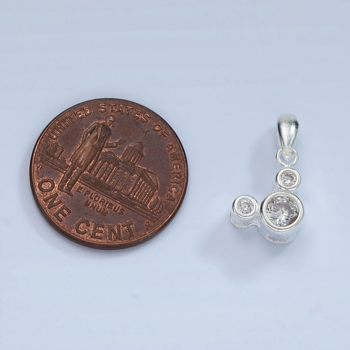 S925 Sterling Silver Triple Clear CZ Bezel Mouse Animal Pendant | SL-469 - DLUXCA