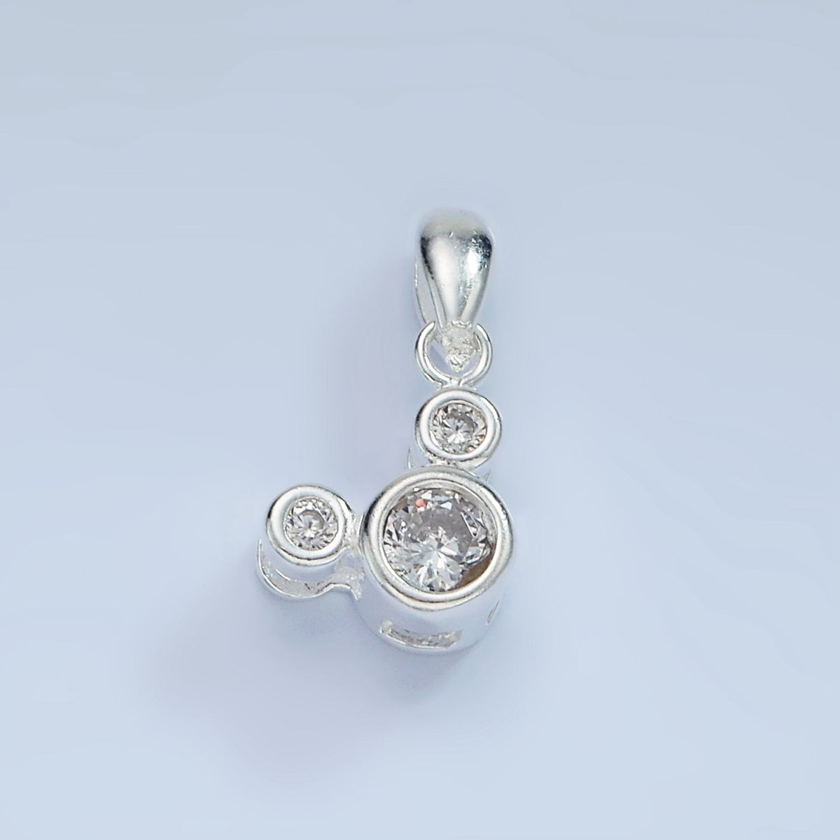 S925 Sterling Silver Triple Clear CZ Bezel Mouse Animal Pendant | SL-469 - DLUXCA