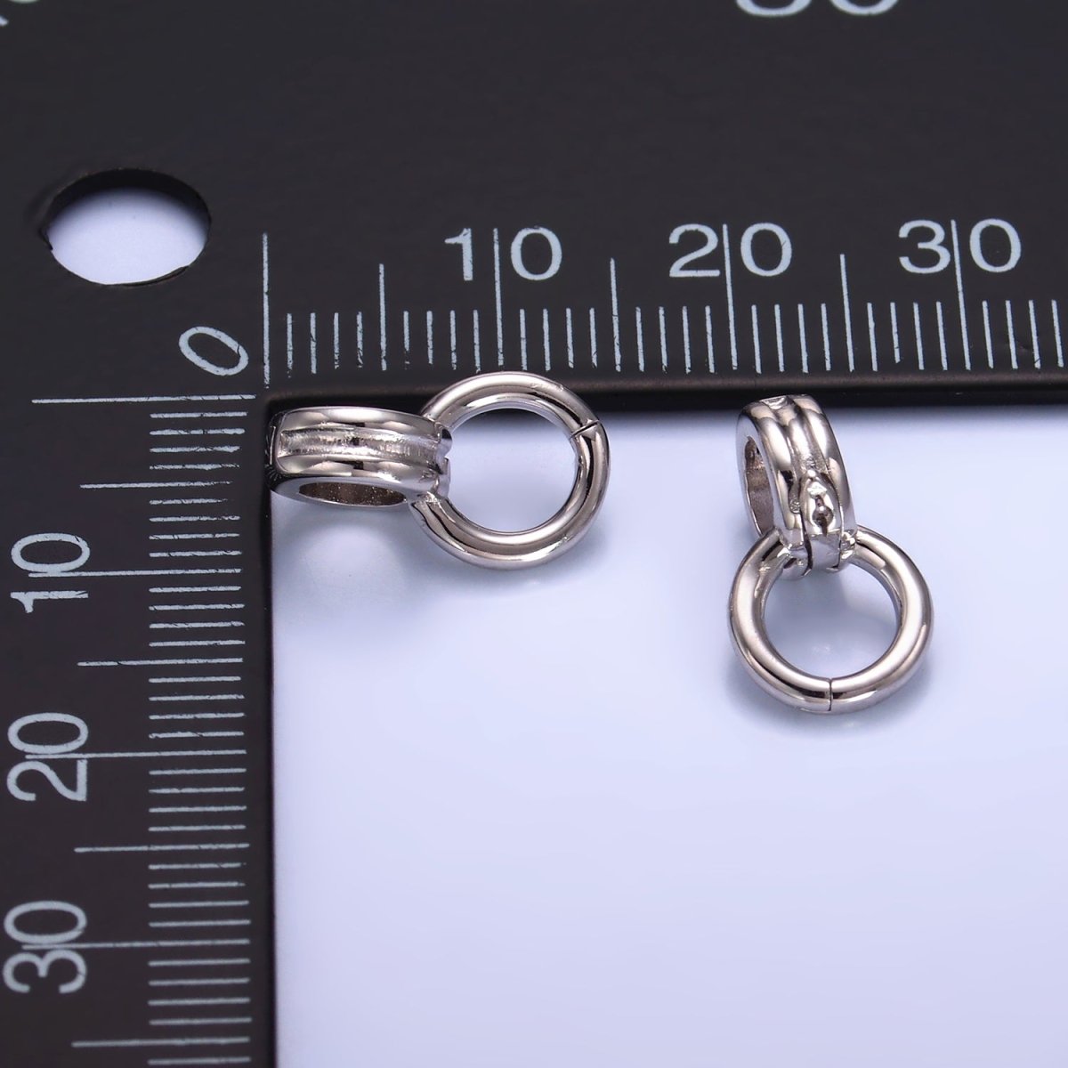 S925 Sterling Silver Triple Ribbed Circular 8 Geometric Enhancers Finding | SL - 540 - DLUXCA