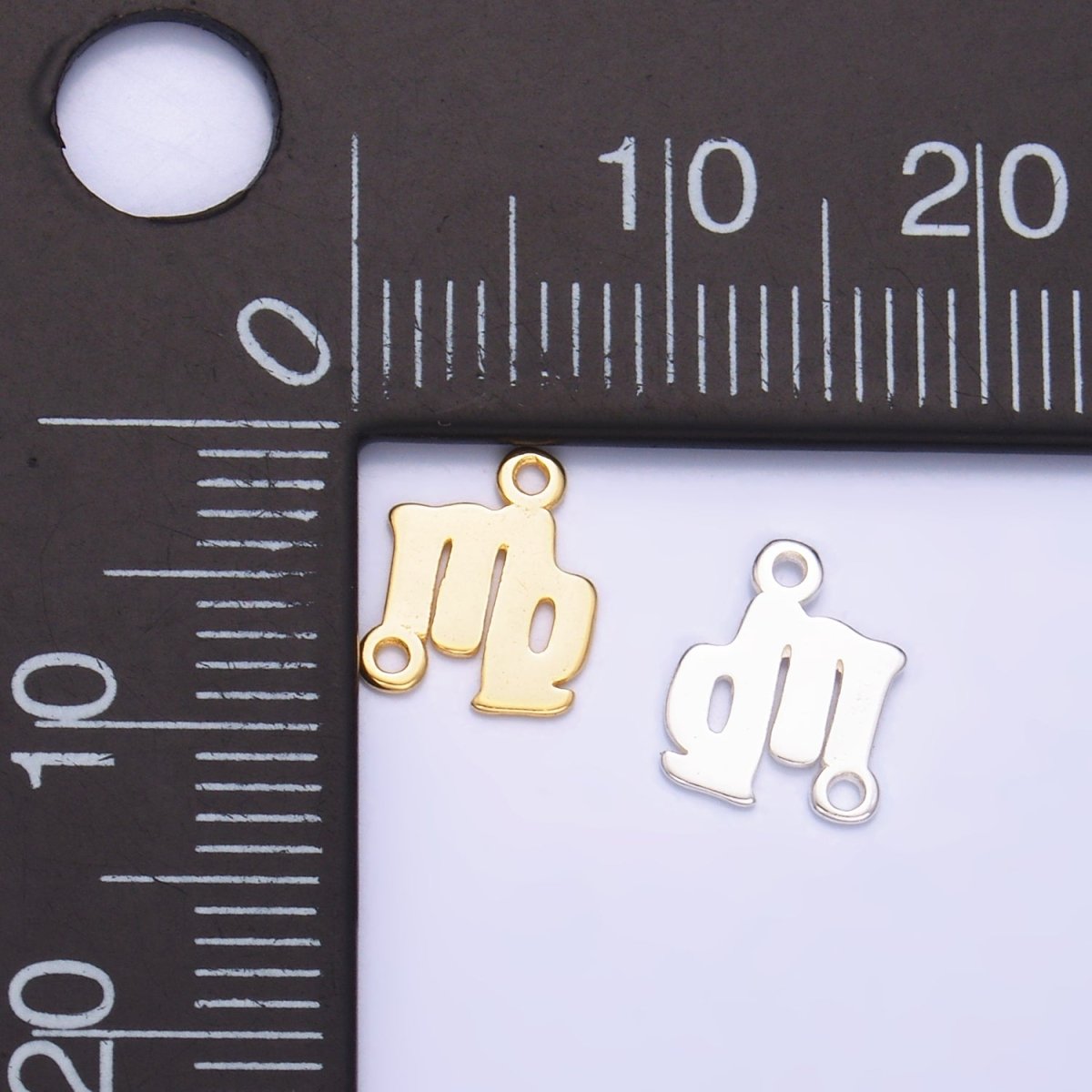 S925 Sterling Silver Virgo Zodiac Symbol Minimalist Connector in Gold & Silver | SL-590