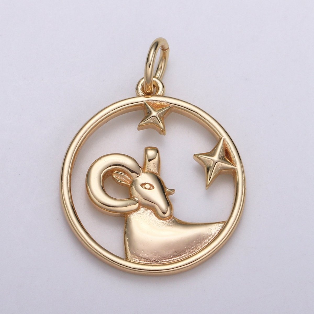 S925 Sterling Silver Zodiac Horoscope Gold Vermeil Open Round Charm | A-A1827-A-A1832