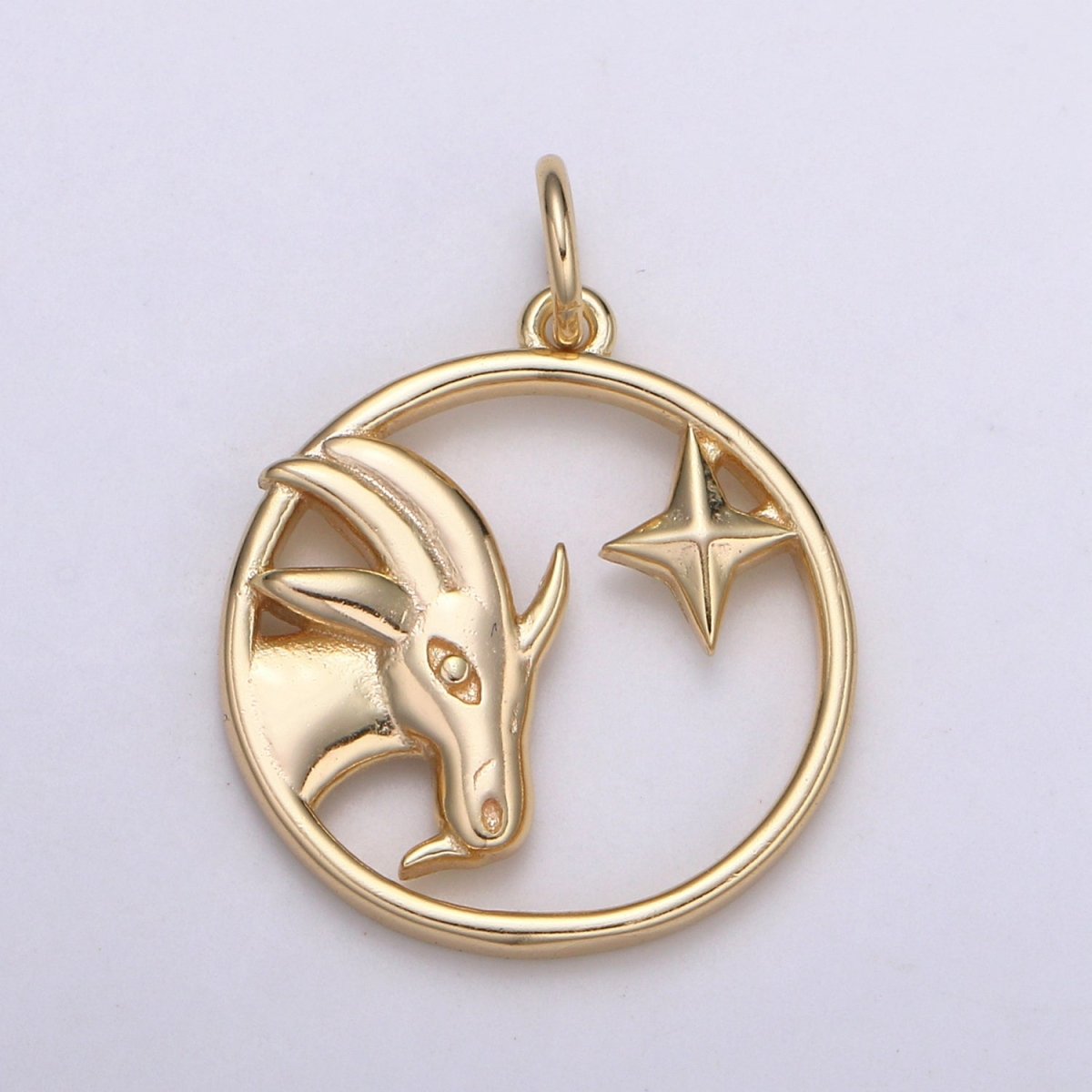 S925 Sterling Silver Zodiac Horoscope Gold Vermeil Open Round Charm | A-A1827-A-A1832