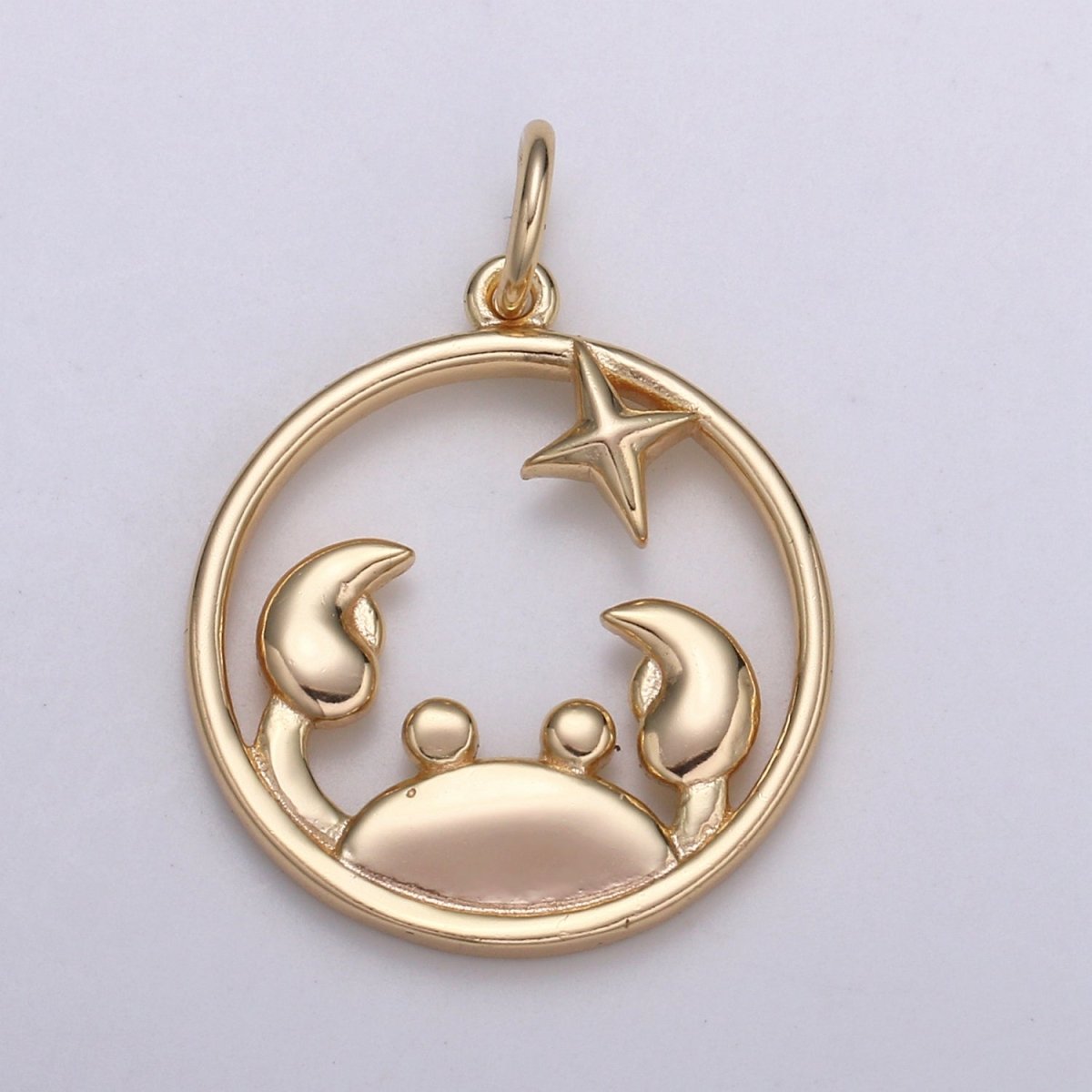 S925 Sterling Silver Zodiac Horoscope Gold Vermeil Open Round Charm | A-A1827-A-A1832