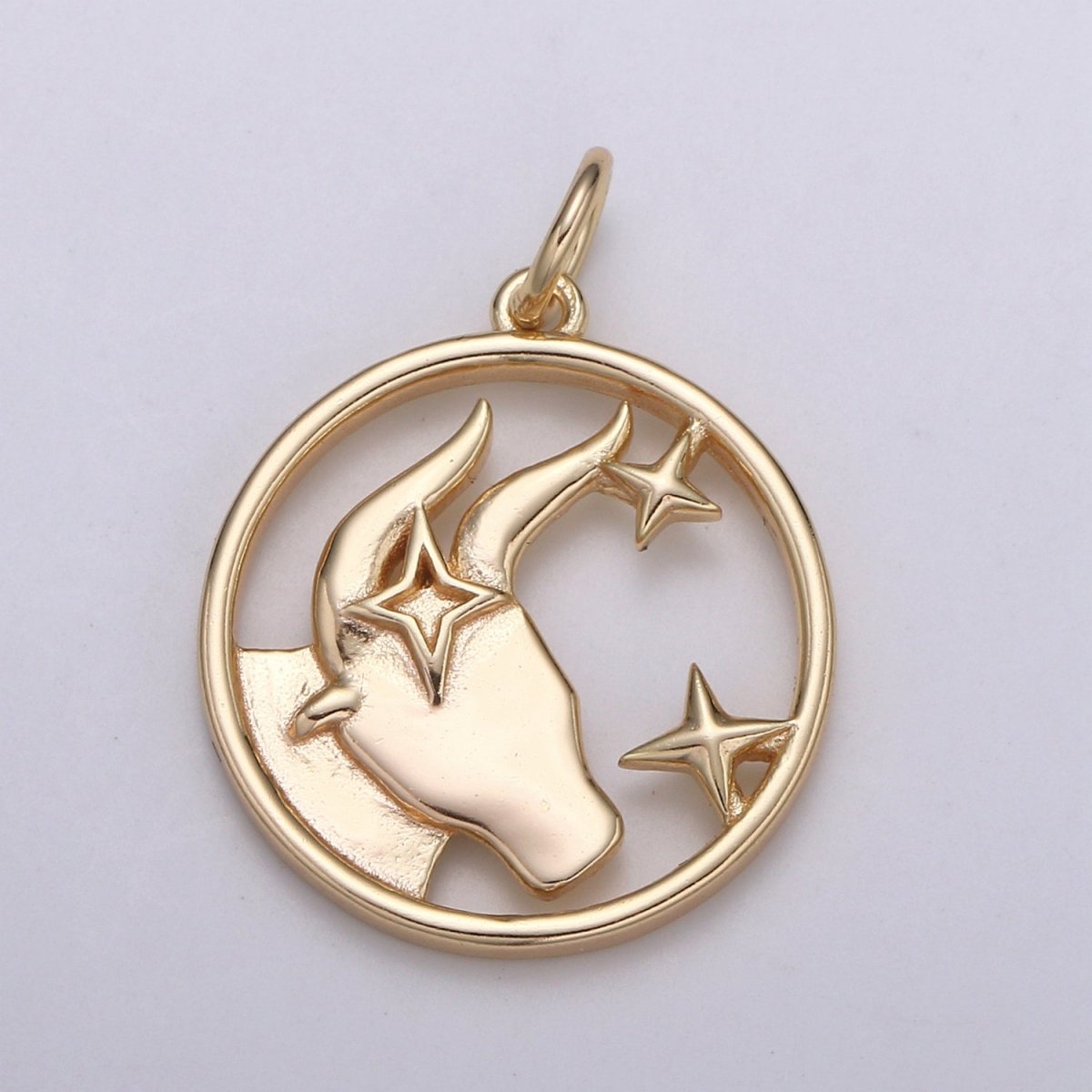 S925 Sterling Silver Zodiac Horoscope Gold Vermeil Open Round Charm | A-A1827-A-A1832