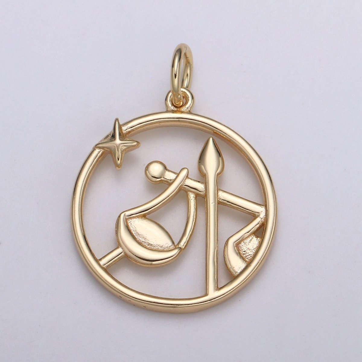 S925 Sterling Silver Zodiac Horoscope Gold Vermeil Open Round Charm | A-A1827-A-A1832
