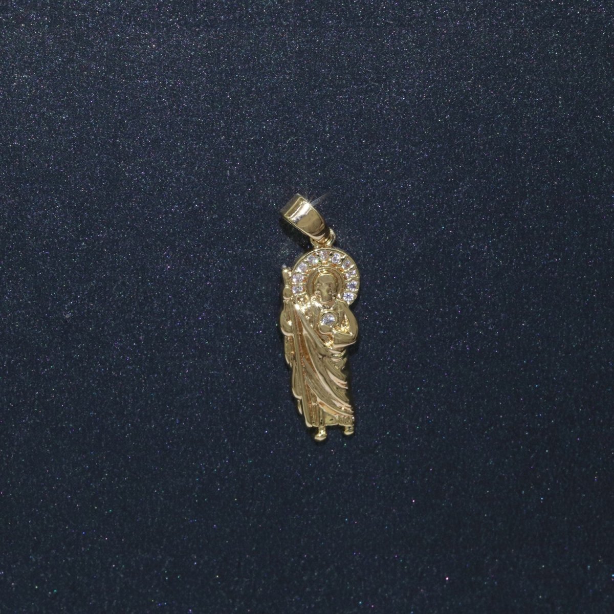 Saint Jude Gold Charm Necklace, St jude Santo Pendant Medallion, Religious Catholic Christian Memorial Mom Gift Idea Inspired J-860 J-861