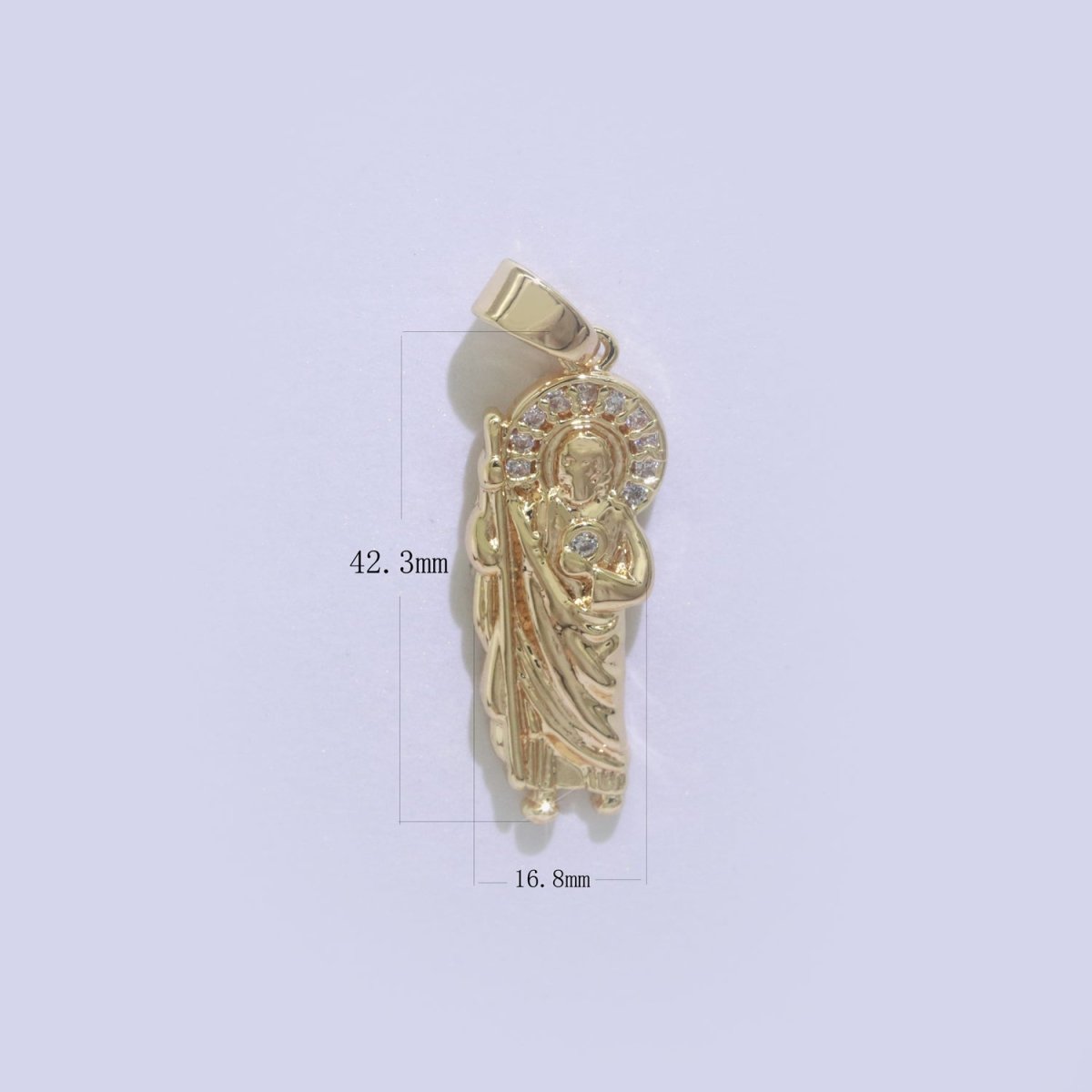 Saint Jude Gold Charm Necklace, St jude Santo Pendant Medallion, Religious Catholic Christian Memorial Mom Gift Idea Inspired J-860 J-861