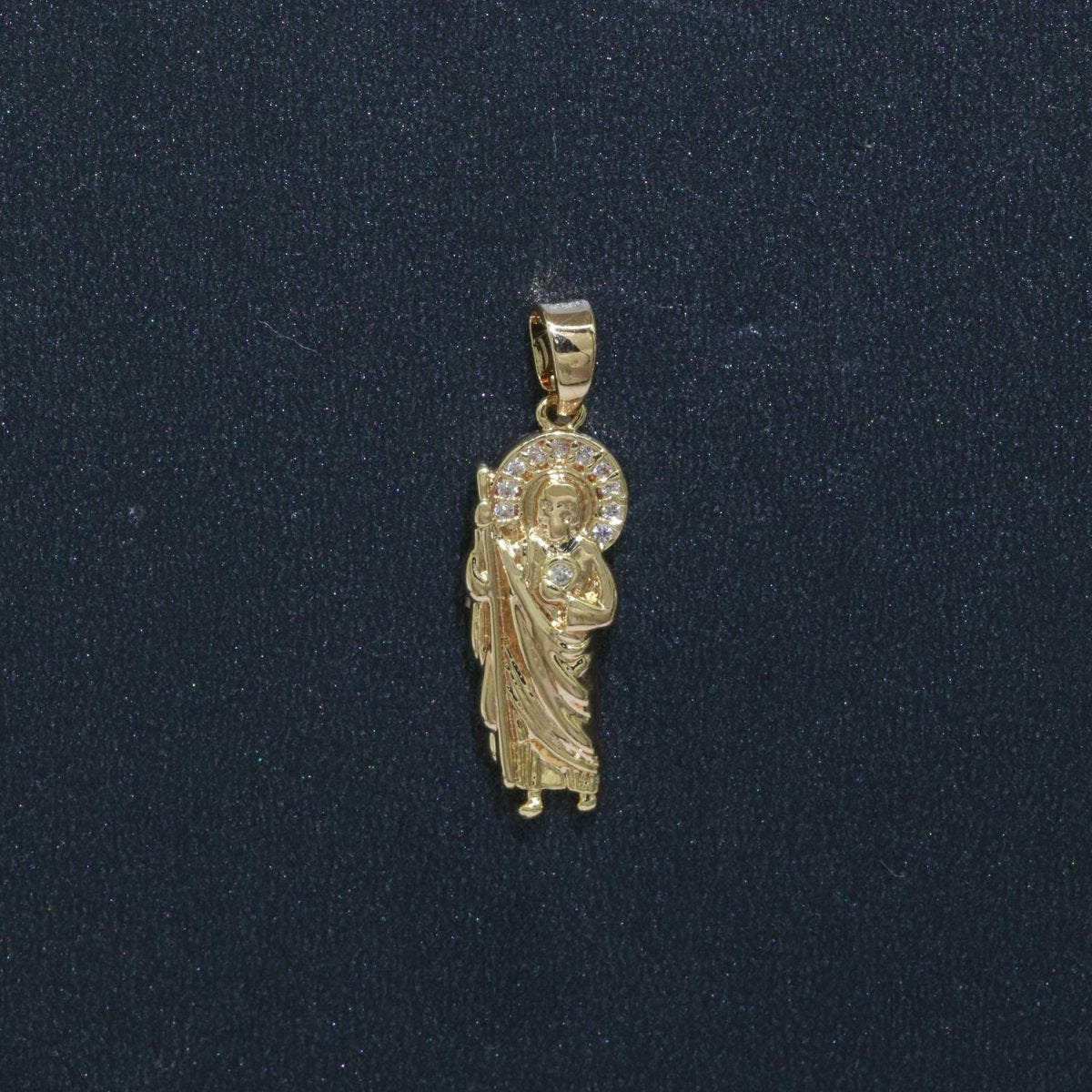 Saint Jude Gold Charm Necklace, St jude Santo Pendant Medallion, Religious Catholic Christian Memorial Mom Gift Idea Inspired J-860 J-861