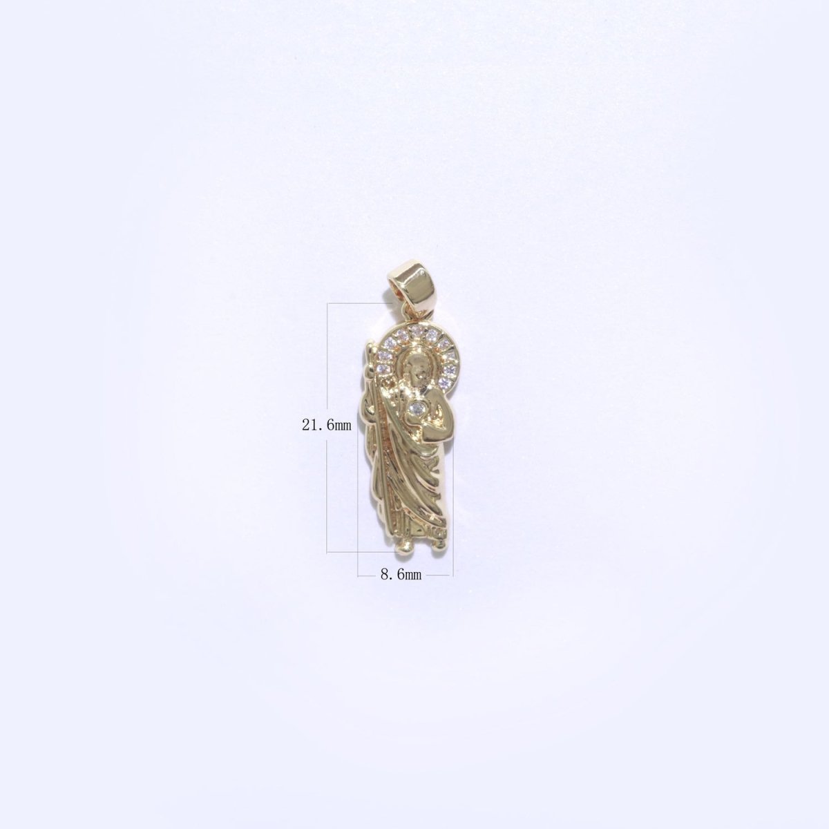 Saint Jude Gold Charm Necklace, St jude Santo Pendant Medallion, Religious Catholic Christian Memorial Mom Gift Idea Inspired J-860 J-861