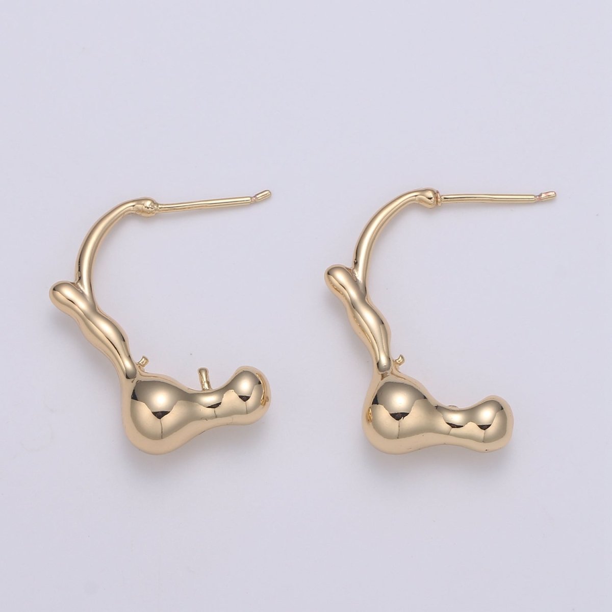 Scorpion Tail Plain Gold Earring Supplies, Golden Earring Jewelry Supply Component GP-896