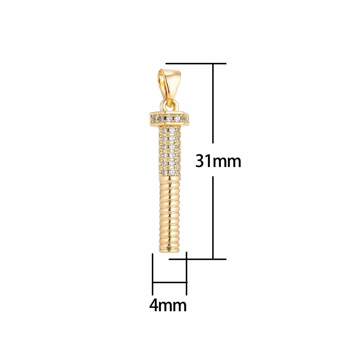 Screw Tools Gold Filled / Silver Pendant Charm with Cubic Zircon (CZ) Rhinestone for DIY Bails Findings for Jewelry Making Supplies H-257