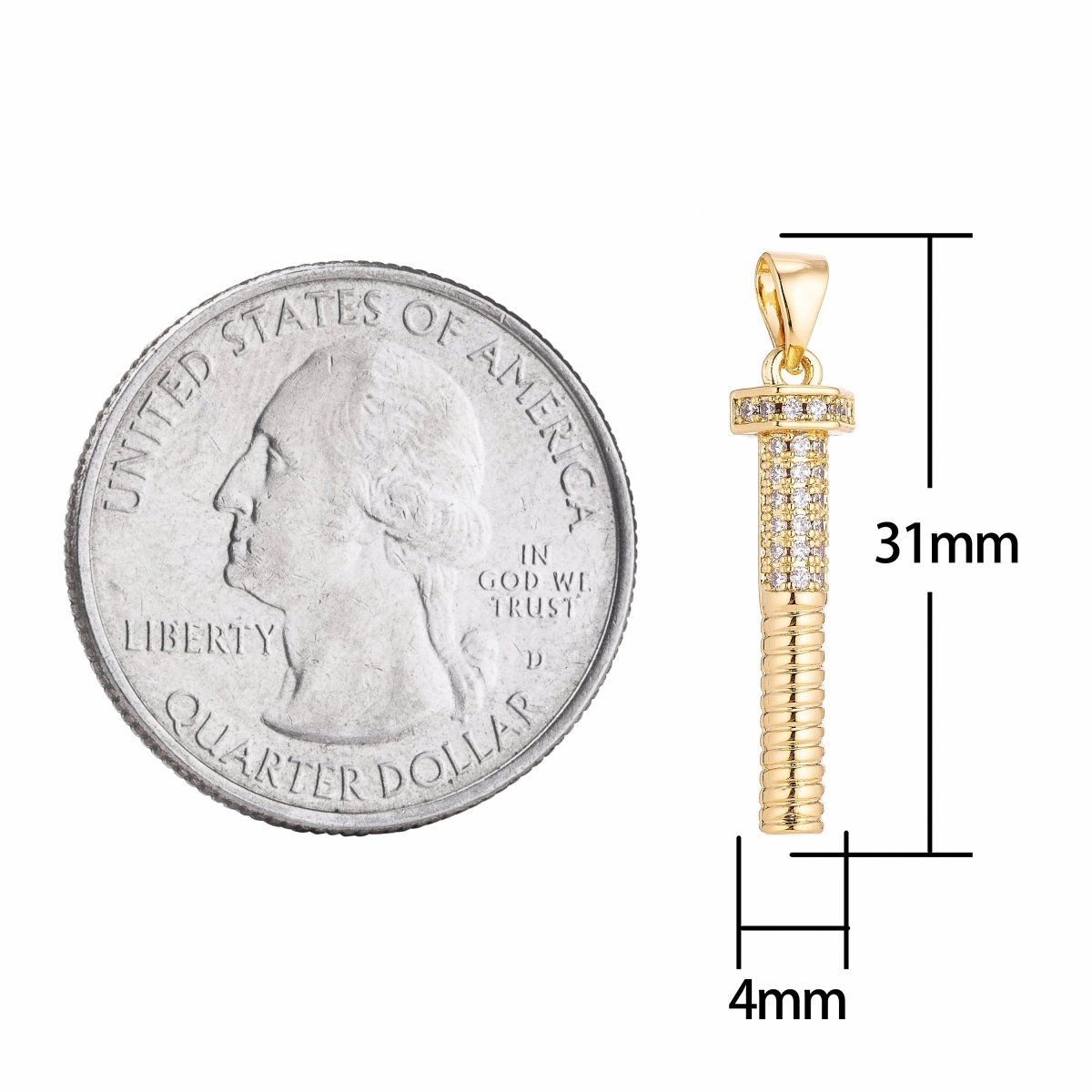 Screw Tools Gold Filled / Silver Pendant Charm with Cubic Zircon (CZ) Rhinestone for DIY Bails Findings for Jewelry Making Supplies H-257