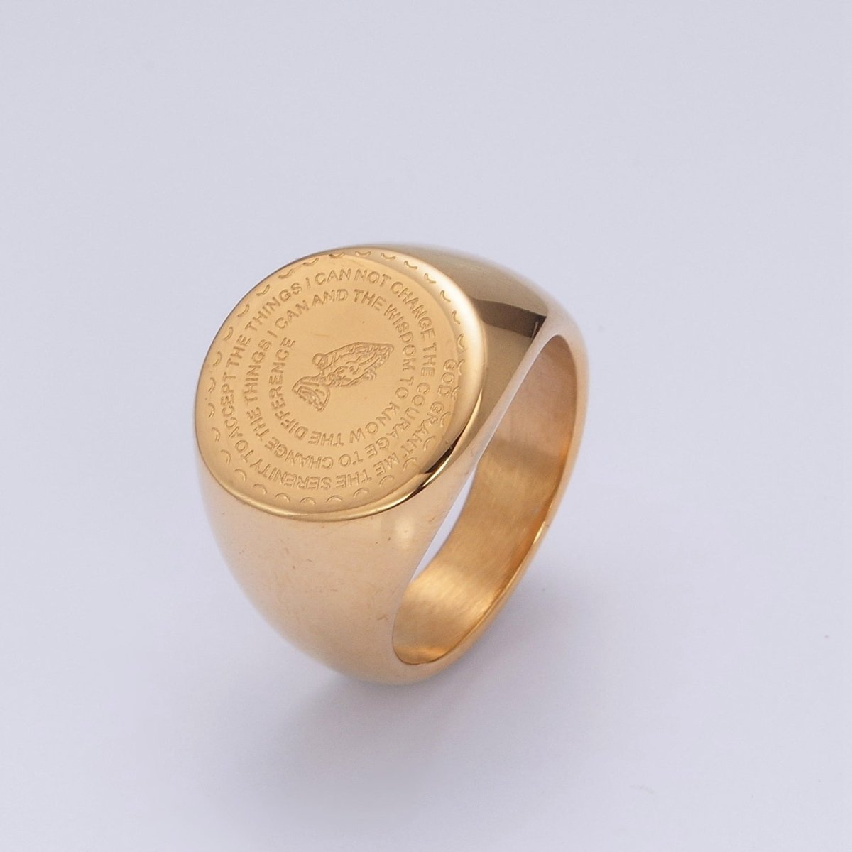 Serenity Prayer Rings Christian Jewelry Silver Gold Stainless Steel Praying Hands Signet Ring S-061 ~ S-064