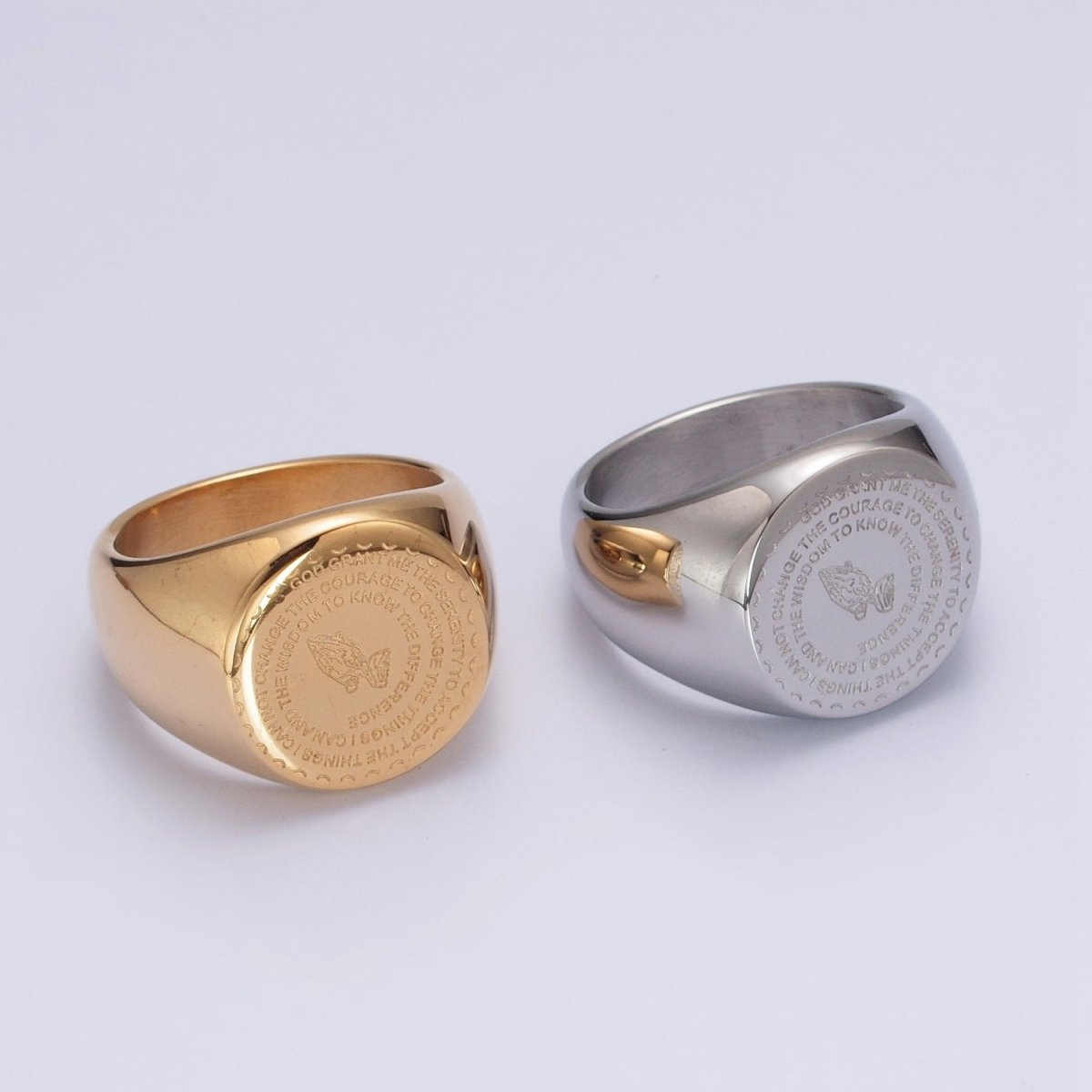 Serenity Prayer Rings Christian Jewelry Silver Gold Stainless Steel Praying Hands Signet Ring S-061 ~ S-064