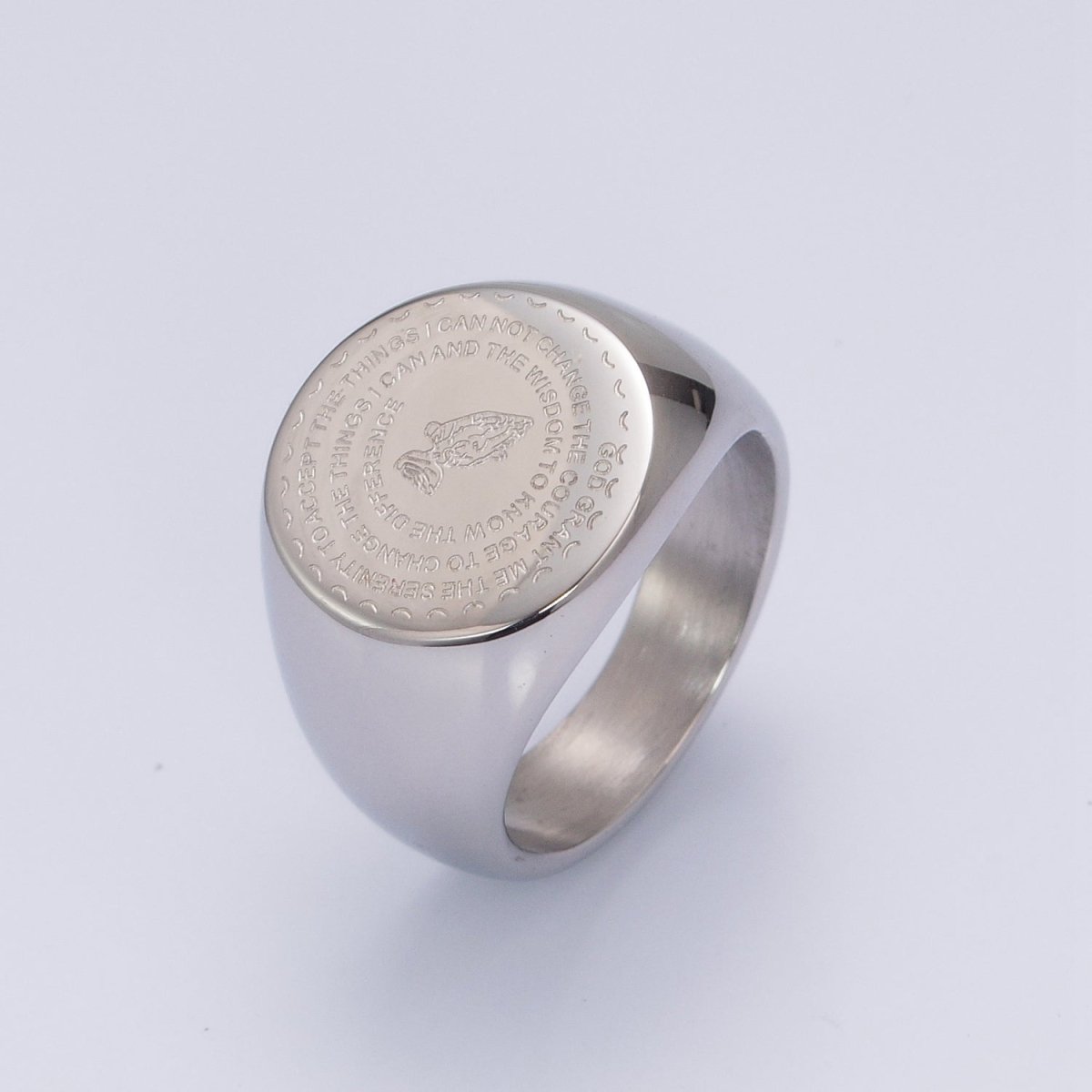 Serenity Prayer Rings Christian Jewelry Silver Gold Stainless Steel Praying Hands Signet Ring S-061 ~ S-064