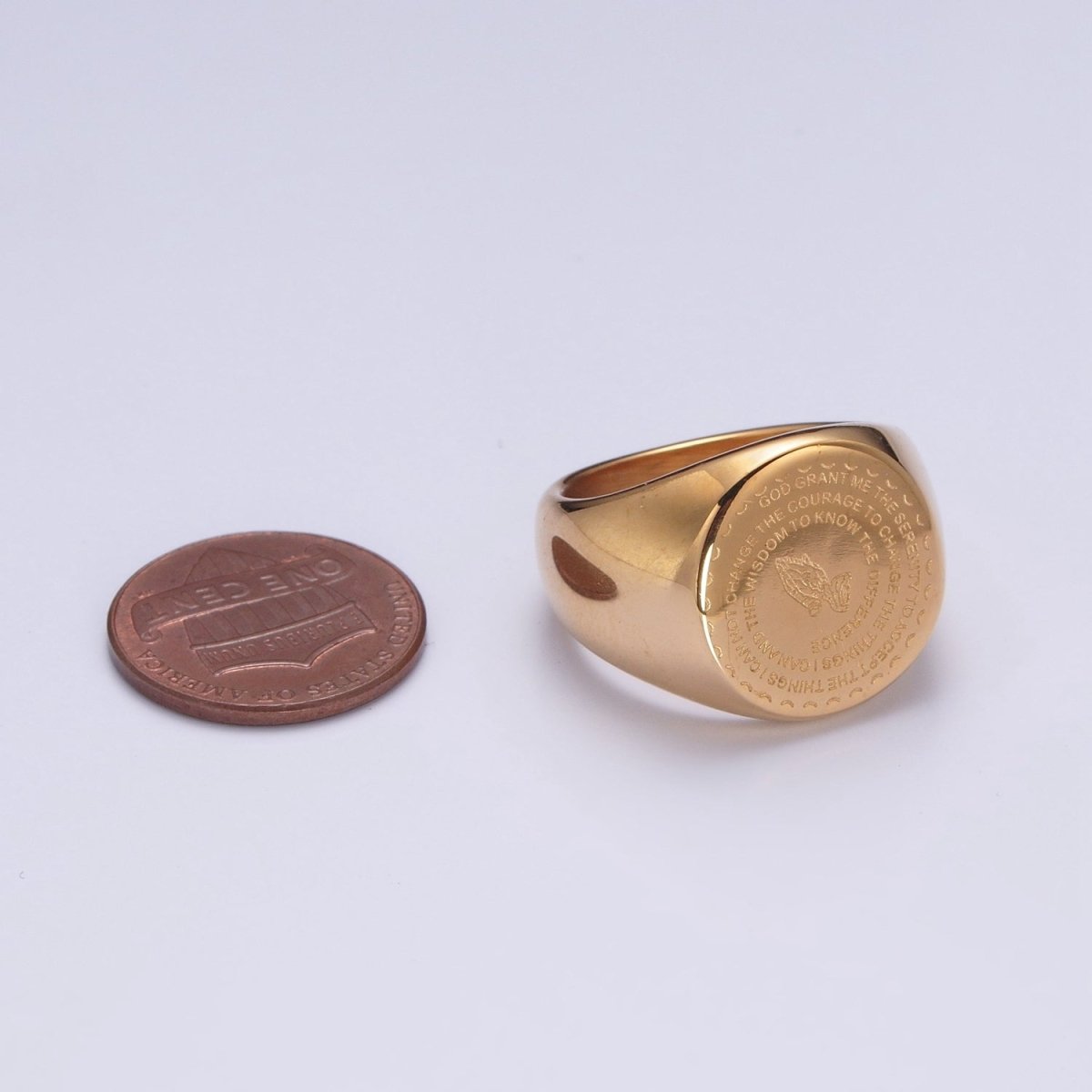 Serenity Prayer Rings Christian Jewelry Silver Gold Stainless Steel Praying Hands Signet Ring S-061 ~ S-064