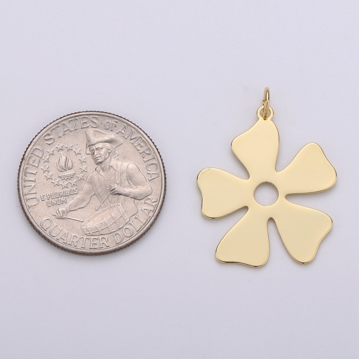 Shamrock Charm 24k Gold Filled Shamrock Celtic Four Leaf Clover Lucky Charm, 22x30mm for Necklace Earring Bracelet Jewelry Making D-489