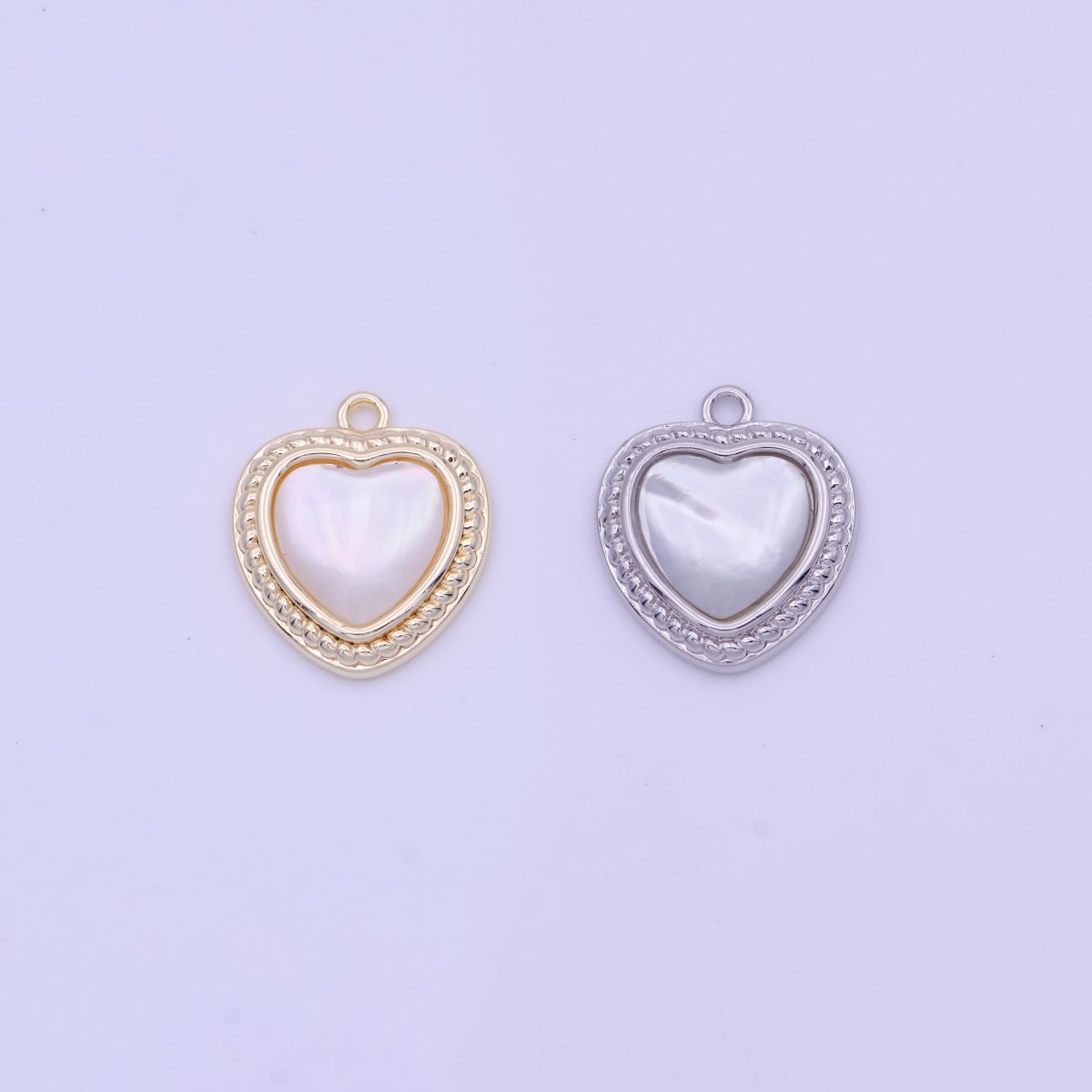 Shell Pearl Heart Love Braided Charm in Gold & Silver | D-290 D-333