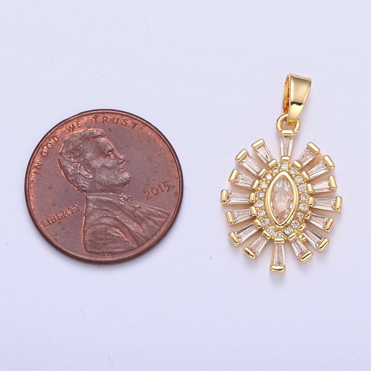 Shimmering Pave Eye Necklace Pendant Evil Eye Necklace Charm Gold Medallion Necklace | X-338 - X-341