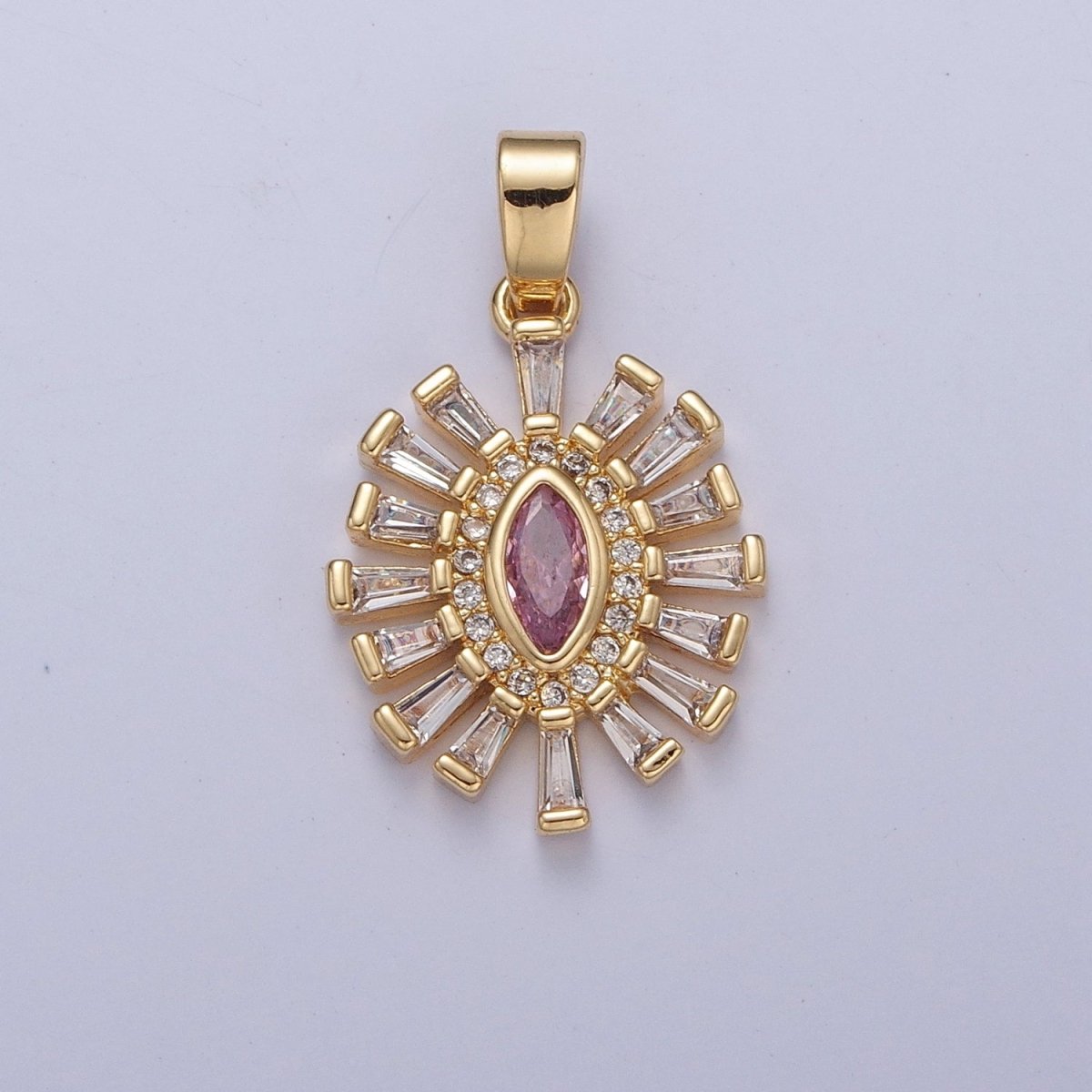 Shimmering Pave Eye Necklace Pendant Evil Eye Necklace Charm Gold Medallion Necklace | X-338 - X-341