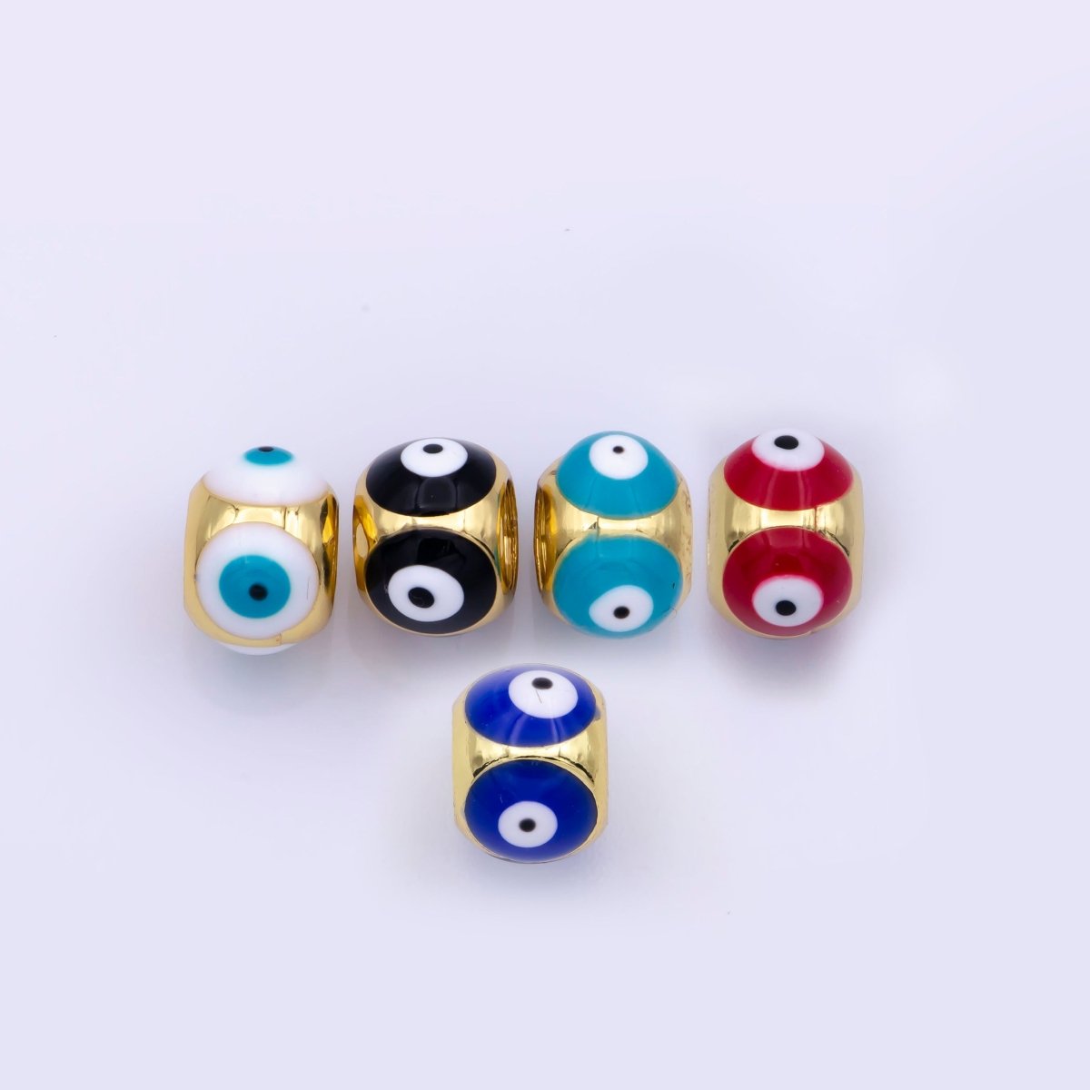 Shiny Gold Filled Evil Eye Beads, Blue White Enamel Evil Eye Spacer Bead Charm Connector for Bracelet B-665
