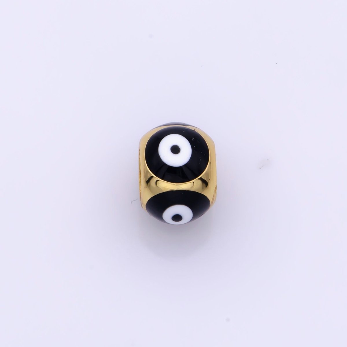 Shiny Gold Filled Evil Eye Beads, Blue White Enamel Evil Eye Spacer Bead Charm Connector for Bracelet B-665