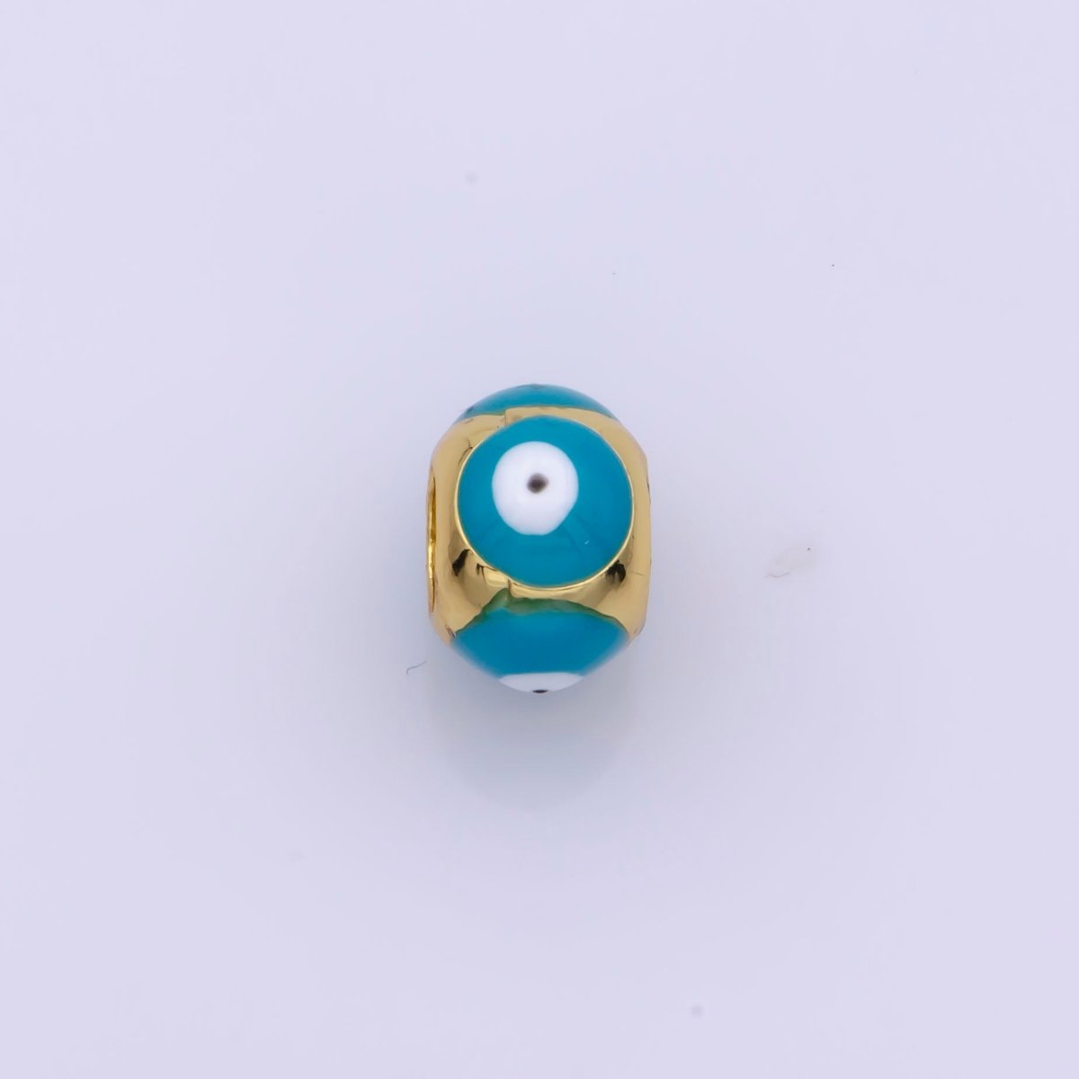 Shiny Gold Filled Evil Eye Beads, Blue White Enamel Evil Eye Spacer Bead Charm Connector for Bracelet B-665