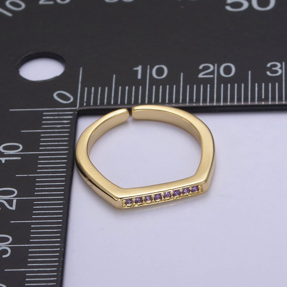 Signet Ring, Bar Ring, Stacking Ring, Minimalist Jewelry Gold Signet Ring, CZ Geometric Ring U-506 ~ U-508