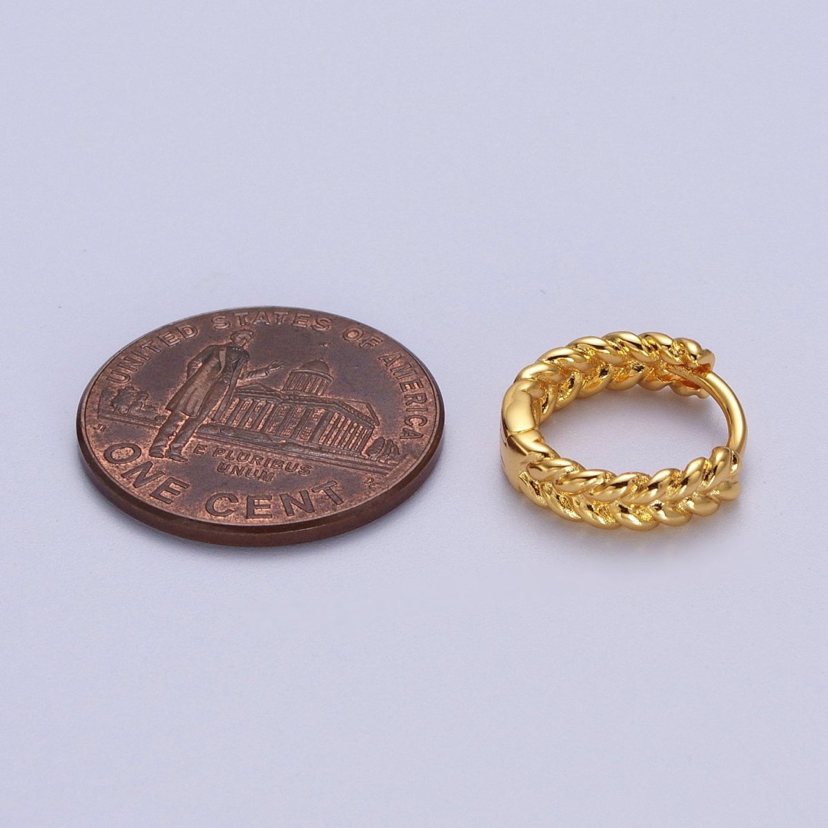 Silver, 24K, 14K, 18K Braided Wheat Paddy Gold Huggie Hoop Earrings  P-118 P-119 P-269 AB-011