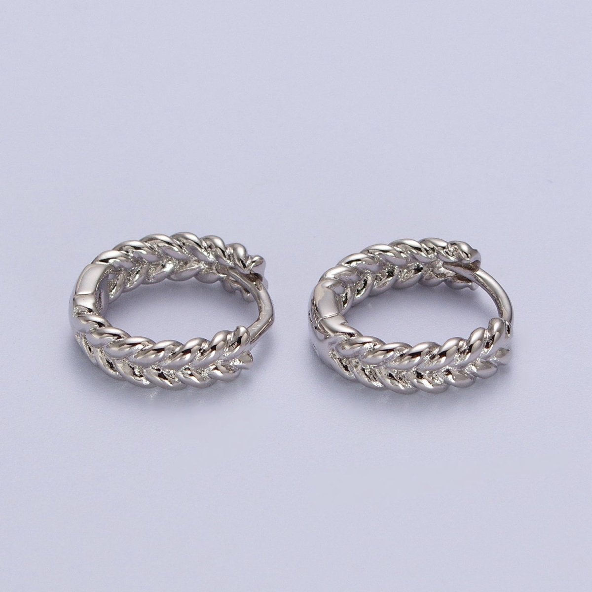 Silver, 24K, 14K, 18K Braided Wheat Paddy Gold Huggie Hoop Earrings  P-118 P-119 P-269 AB-011