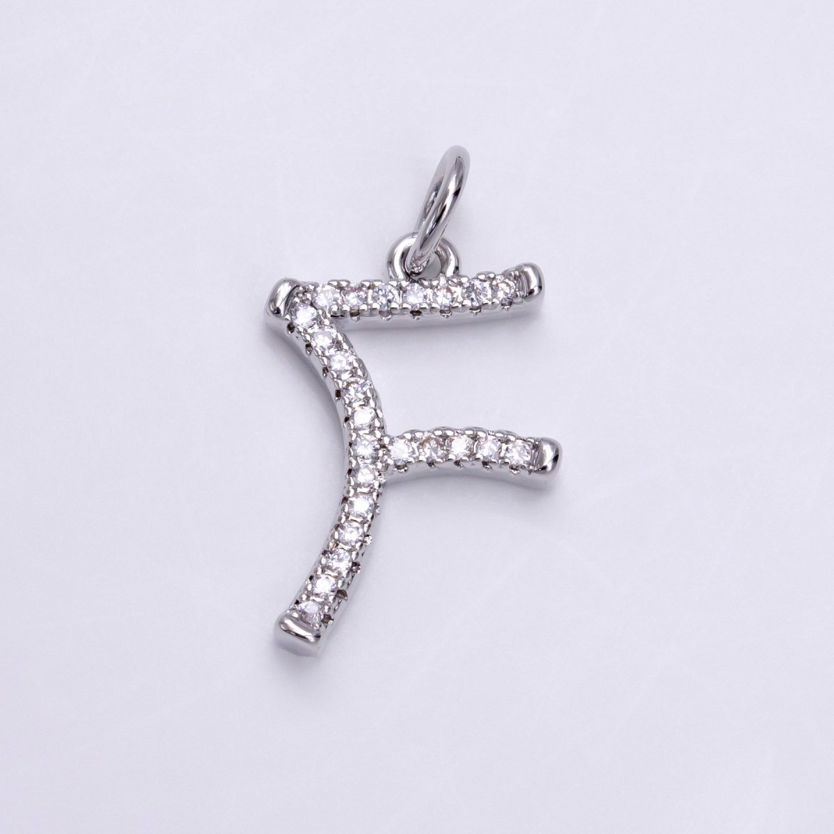 Silver A-Z Initial Letter Micro Pave Charm Personalized Letter Pendant | A-A1132-A-A1144