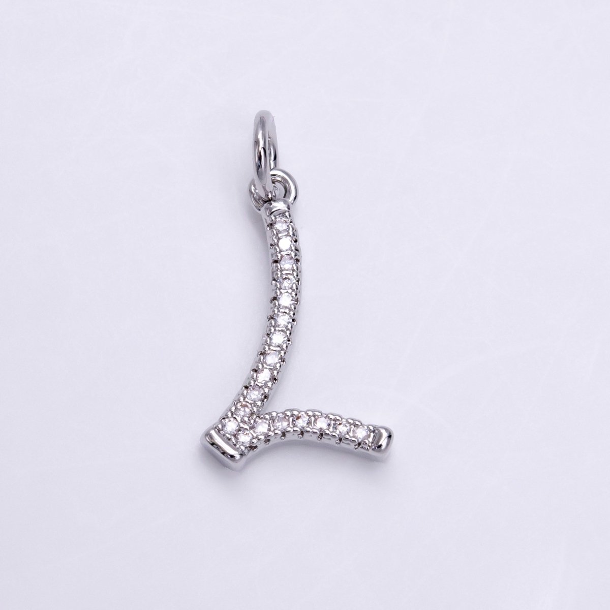 Silver A-Z Initial Letter Micro Pave Charm Personalized Letter Pendant | A-A1132-A-A1144