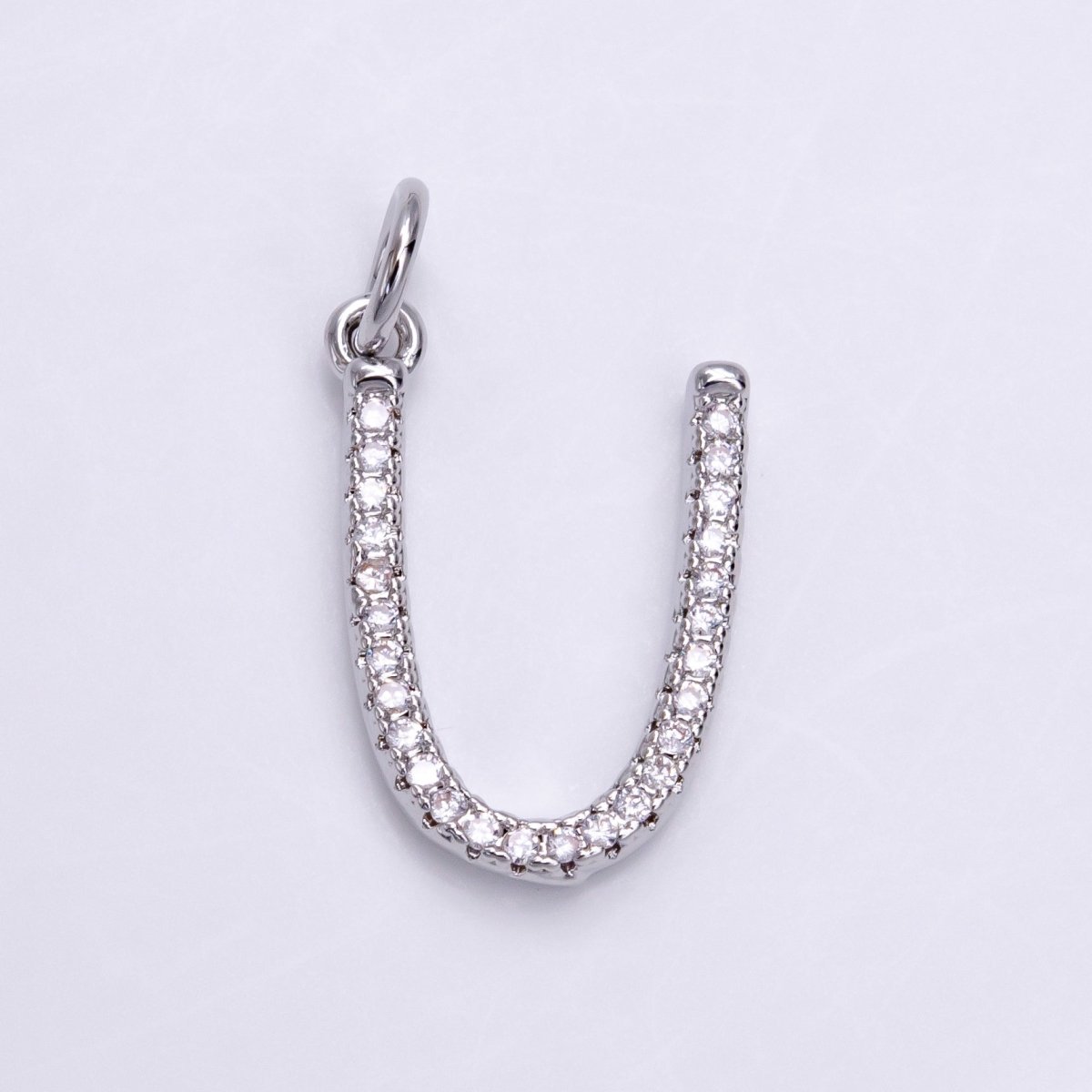 Silver A-Z Initial Letter Micro Pave Charm Personalized Letter Pendant | A-A1132-A-A1144