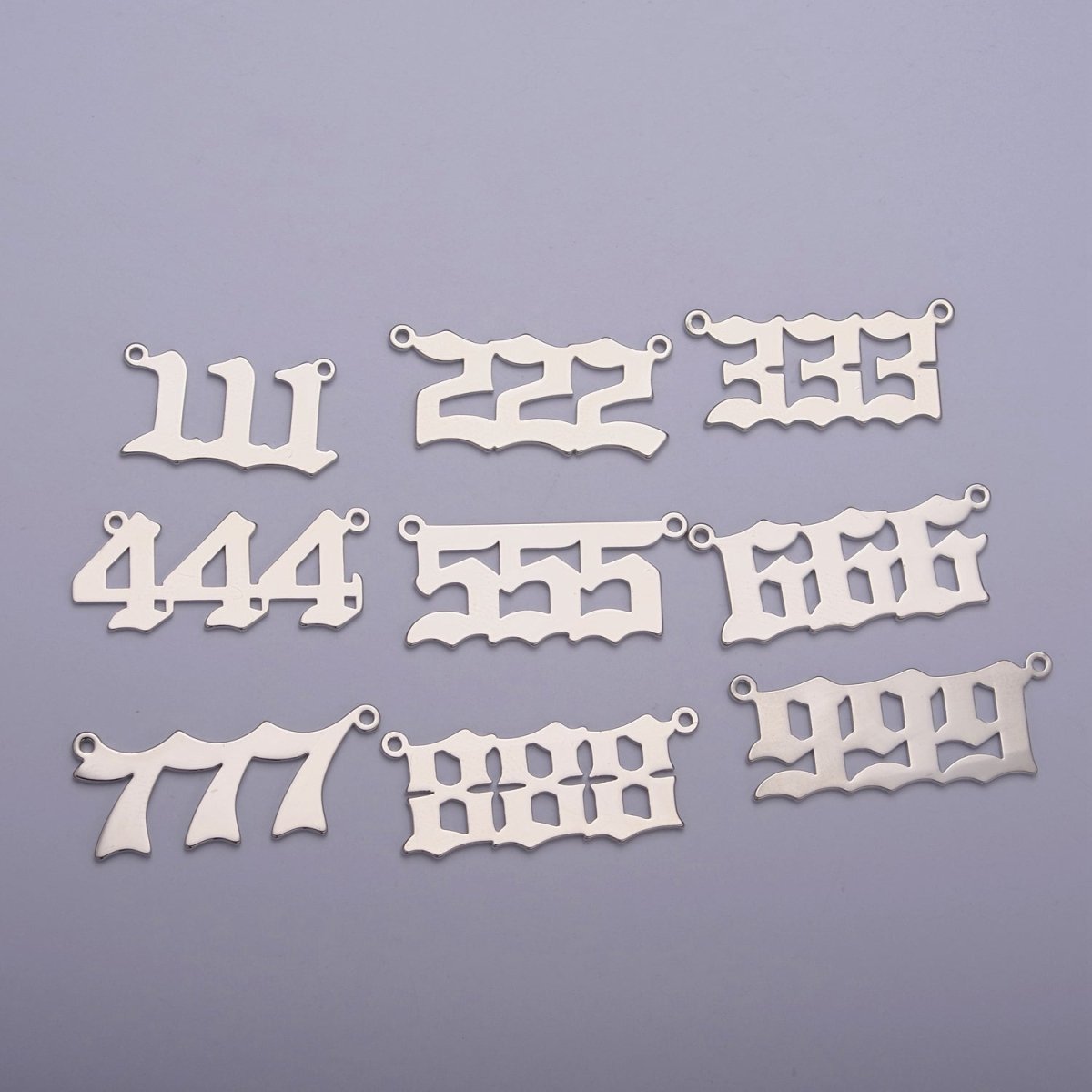 Silver Angel Number Charm Connector Lucky Number for Necklace Bracelet Component | G605-609