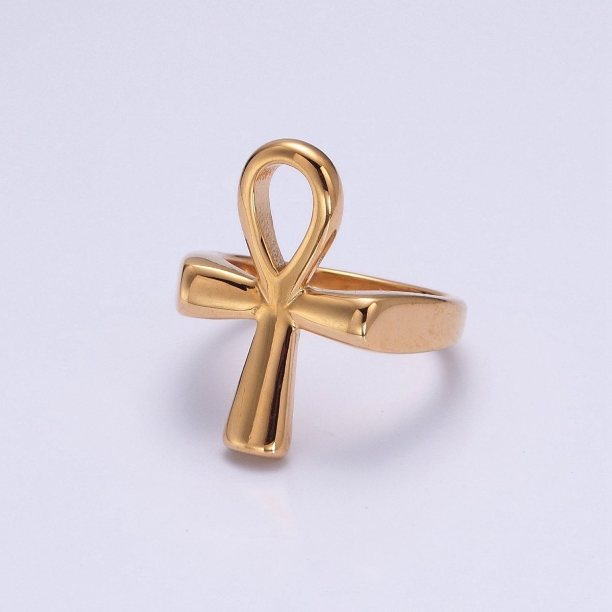 Stainless Steel Gold Ankh Cross Rings for Men Women Egyptian Key of Life Gold Bands Ring S-018 S-019 S-040