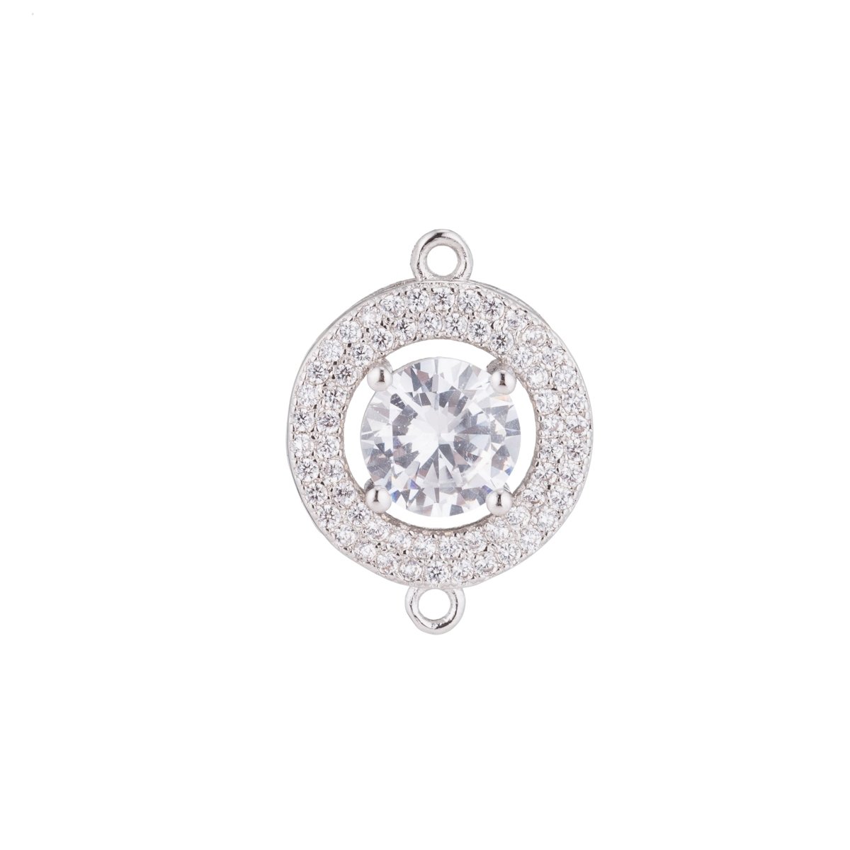 Silver, Black, Gold Filled Cute Round Rings, Diamond in Circle, Cubic Zirconia Necklace Bracelet Bead Finding Charm CONNECTOR For Jewelry Making | F-123