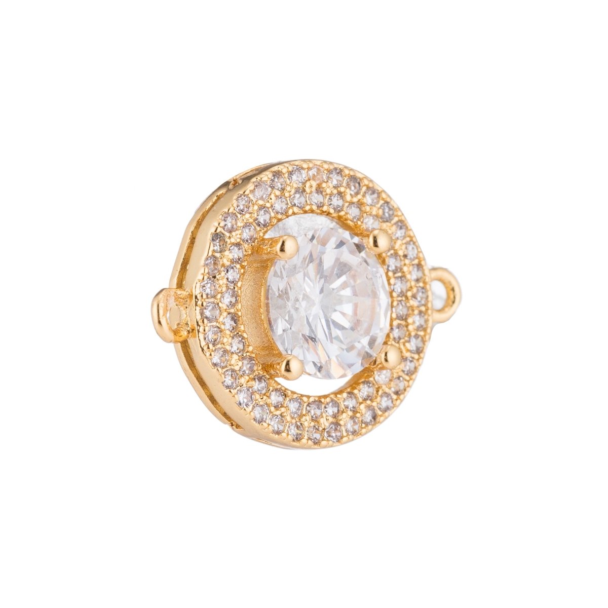 Silver, Black, Gold Filled Cute Round Rings, Diamond in Circle, Cubic Zirconia Necklace Bracelet Bead Finding Charm CONNECTOR For Jewelry Making | F-123