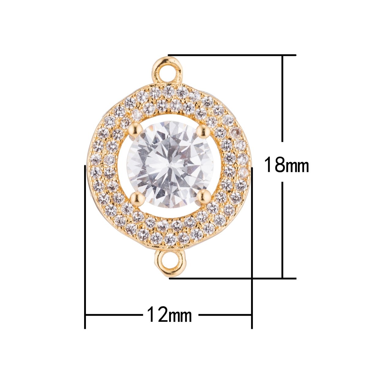 Silver, Black, Gold Filled Cute Round Rings, Diamond in Circle, Cubic Zirconia Necklace Bracelet Bead Finding Charm CONNECTOR For Jewelry Making | F-123