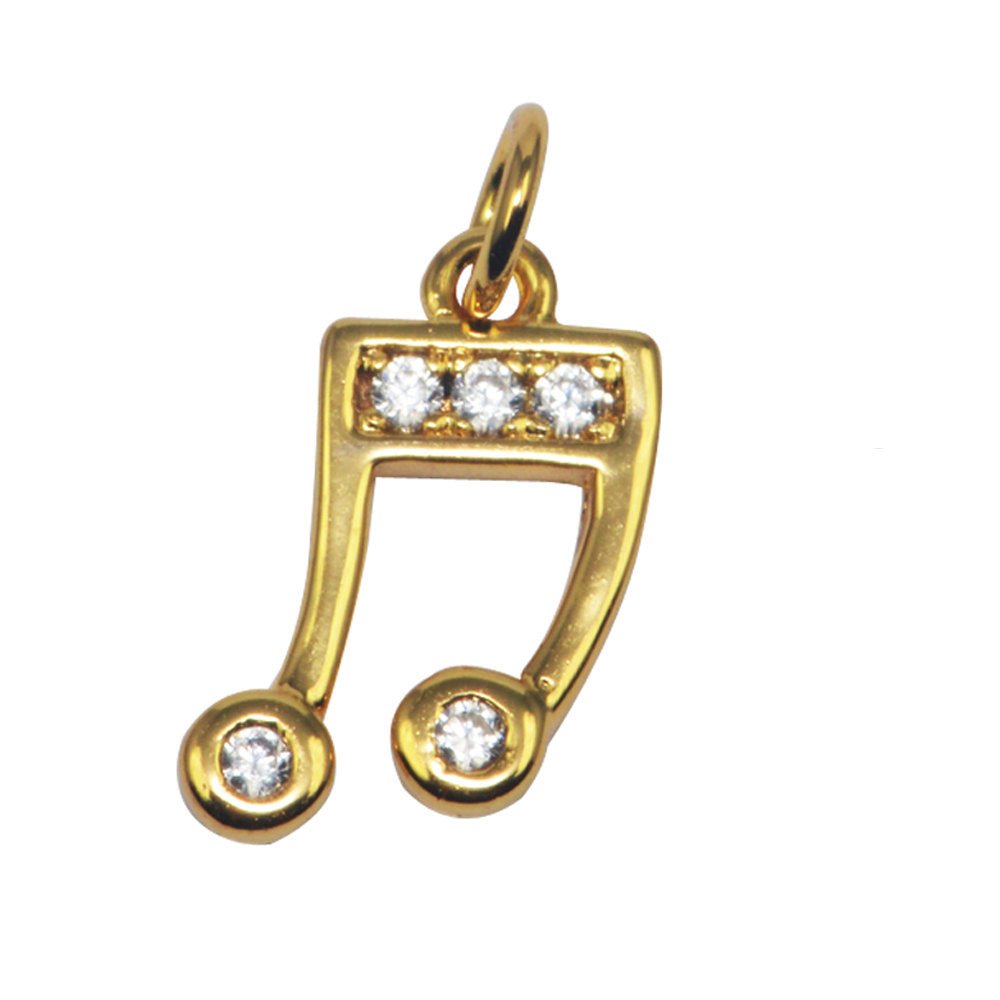 Silver Cubic Gold Filled Musical Note Charm Design Micro Pave Pendant for Earring Necklace Bracelet Charm Supply E-568 E-569