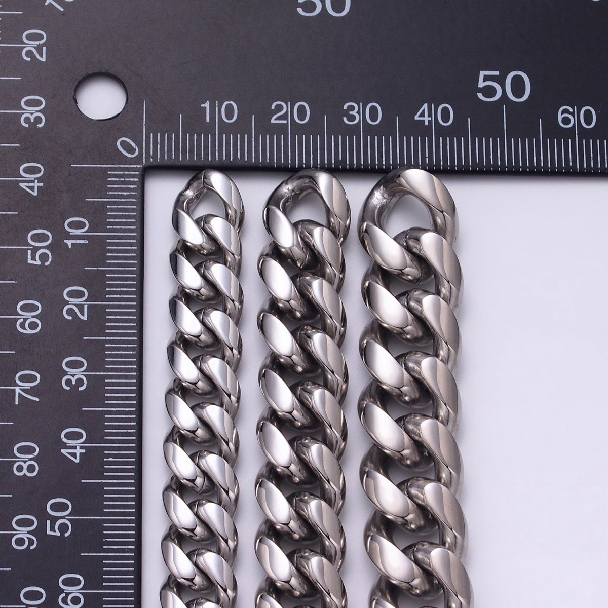 Silver Curb Chain Cuban Necklace for Men - Heavy Stainless Steel 10,12,14 mm Thickness 24.5 inch long | WA-1729 WA-1730 WA-1731 Clearance Pricing