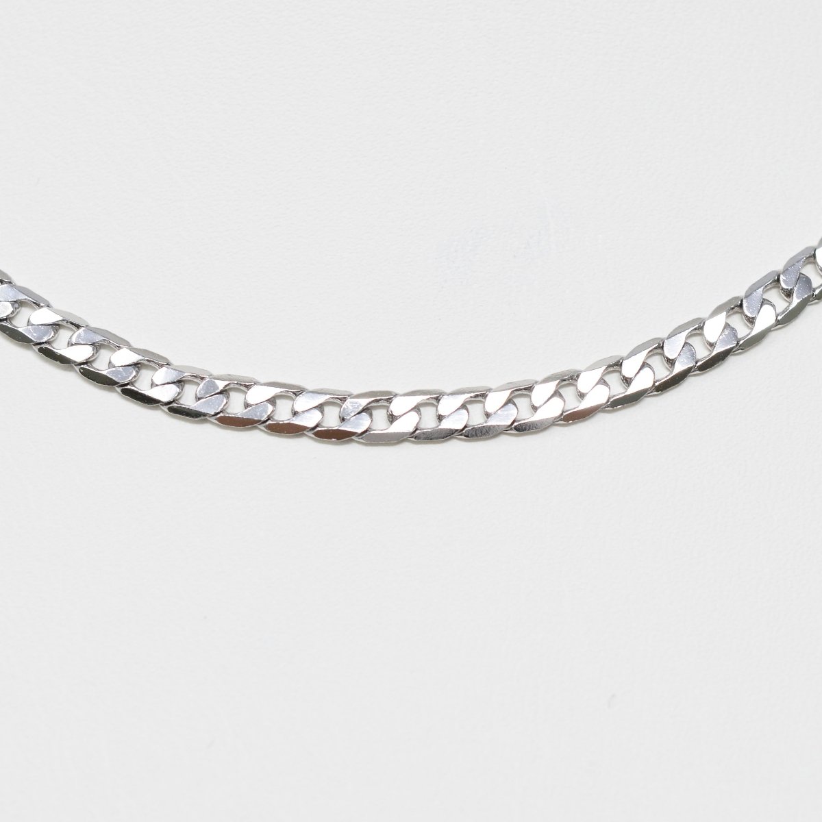 Silver Curb Flat Oval Smooth White gold Filled Chain 17.7" inch 3mm Tarnish Resistant Finished Chain for Jewelry Making and Craft Supplies | CN-1010  Clearance Pricing