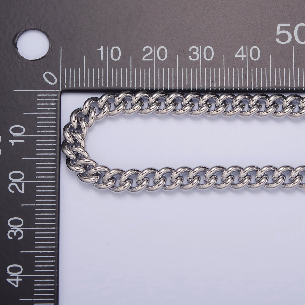 Silver Curb Link Unfinished Chain, 5.3mm Width 19.5 inch long | WA-1391 Clearance Pricing - DLUXCA