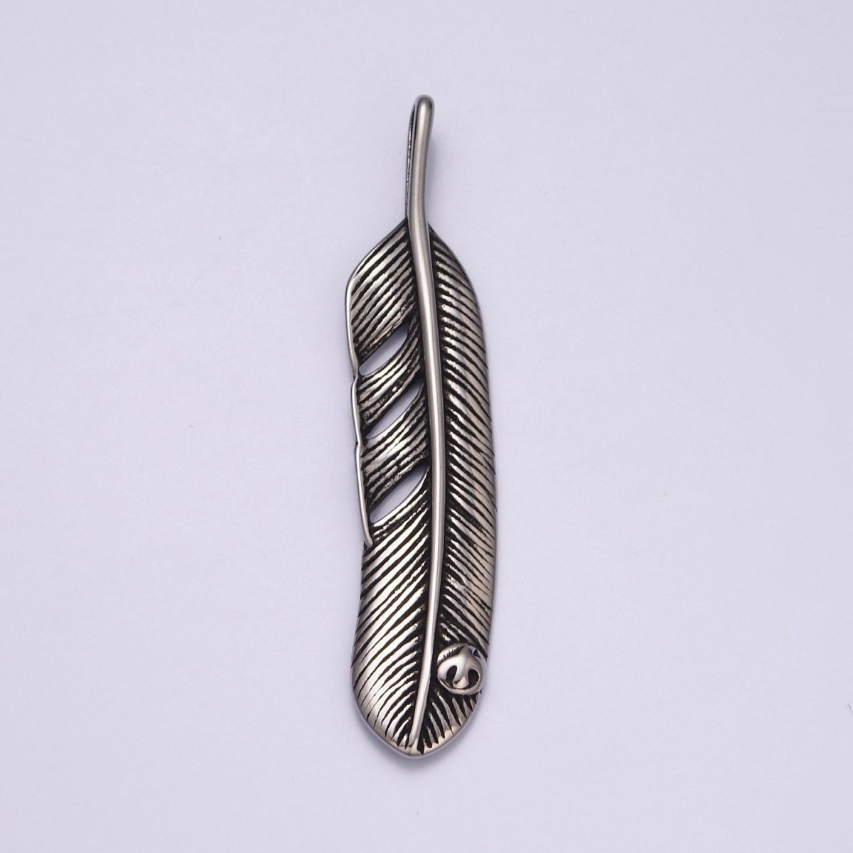 Silver feather necklace. Antique Silver Big boho pendant Jewelry Layering Necklace Men Jewelry X-639 - DLUXCA