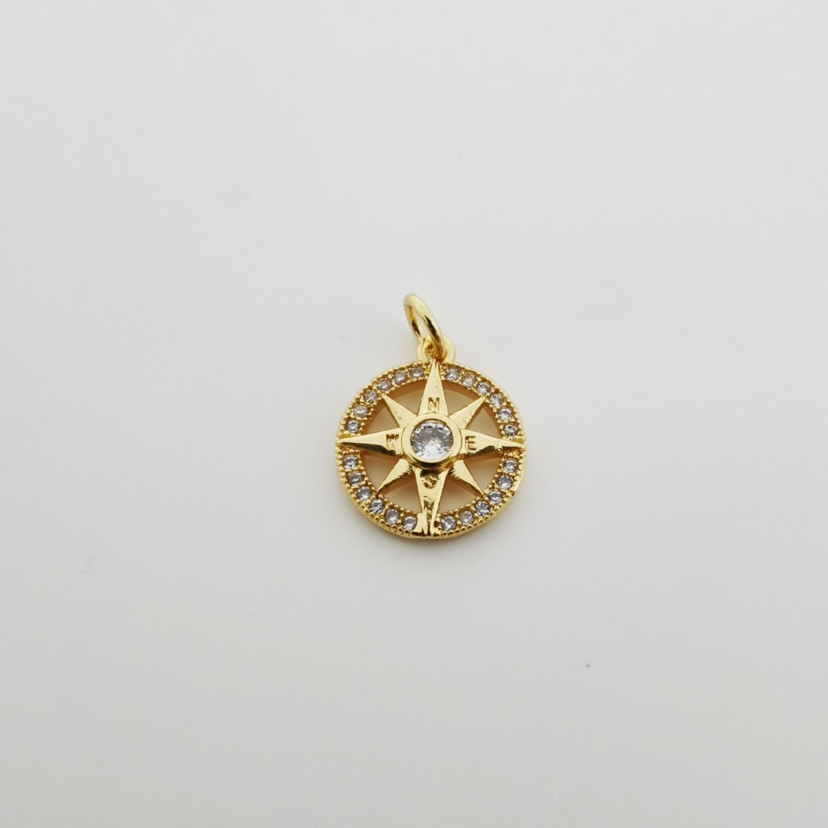 Silver Filled Compass charm, Silver Charms, For Charm Bracelets, For Necklace Pendant, Cubic Zirconia Diamond, Gold Charm, Gold Compass D-336 D-337